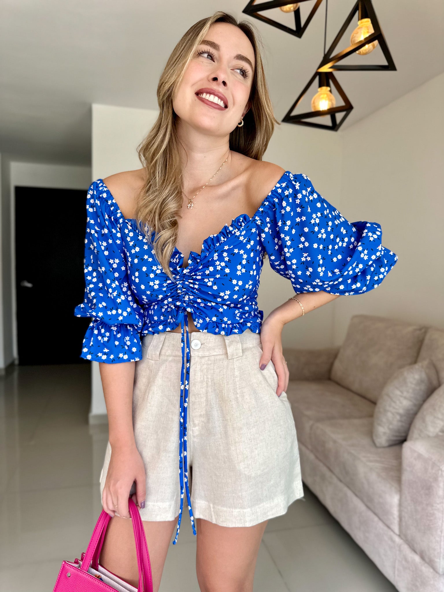 TOP AMAIA PRINT AZUL REY