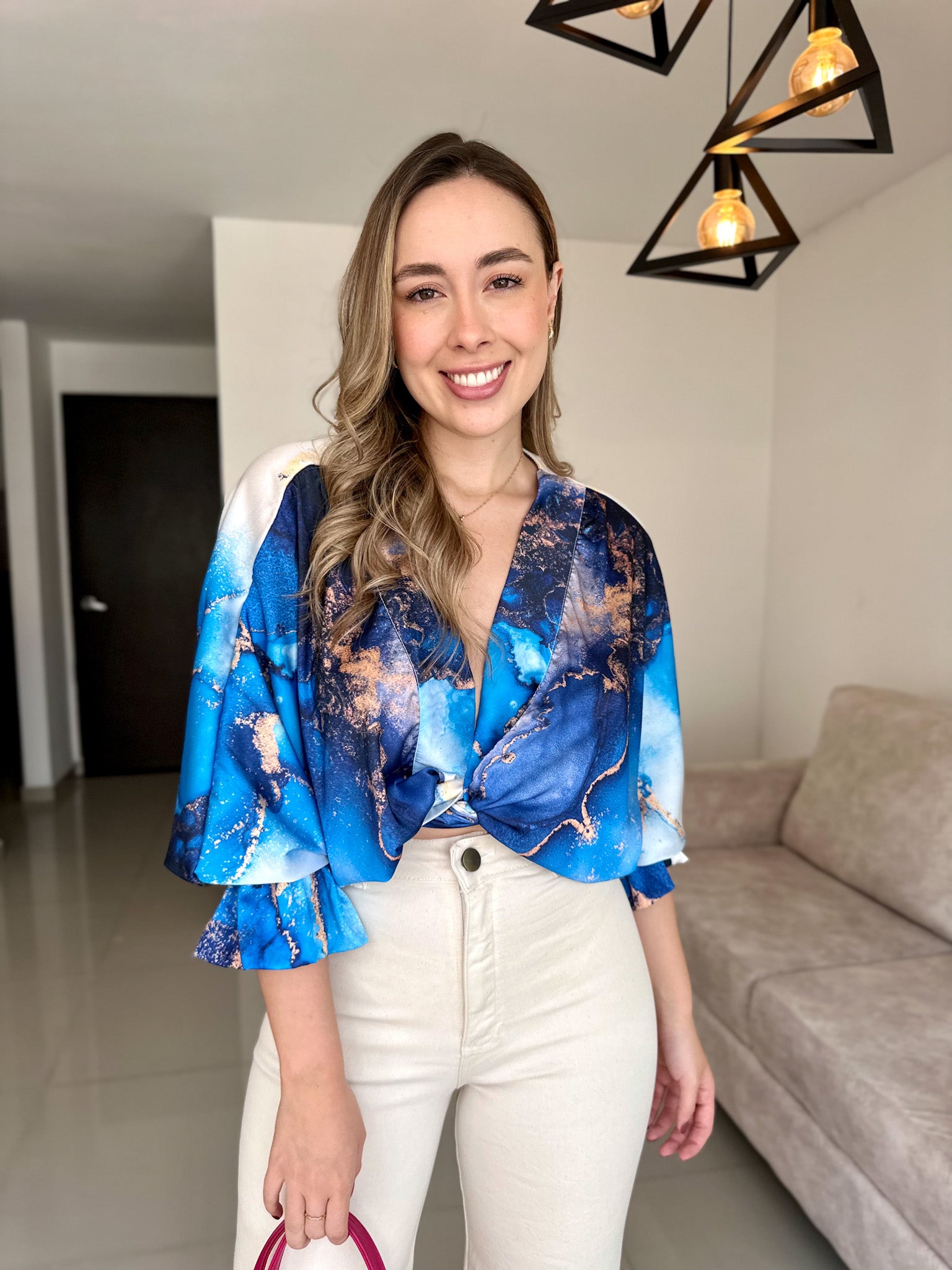 TOP EVA PRINT MÁRMOL AZUL