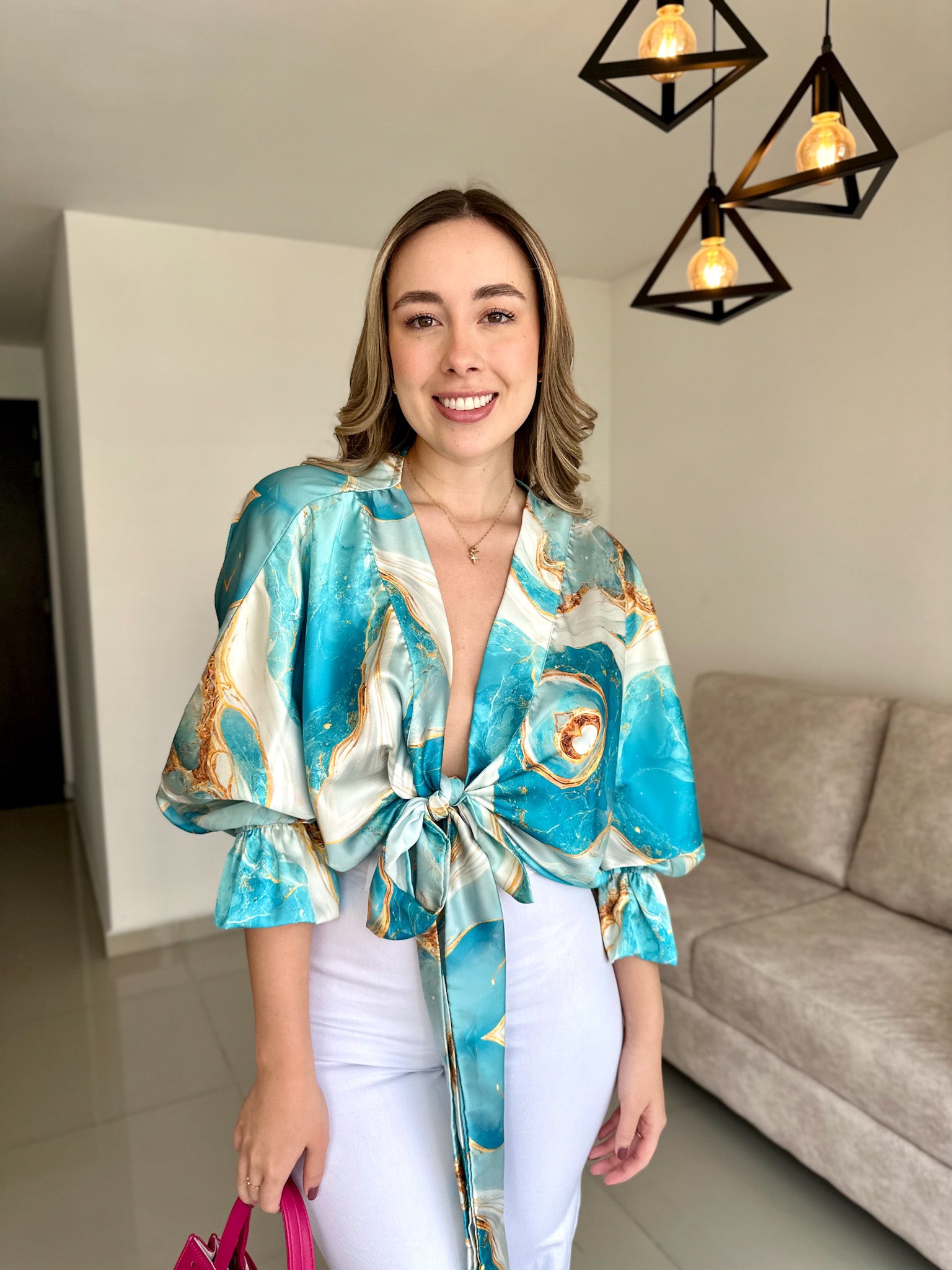 TOP EVA PRINT MÁRMOL CELESTE