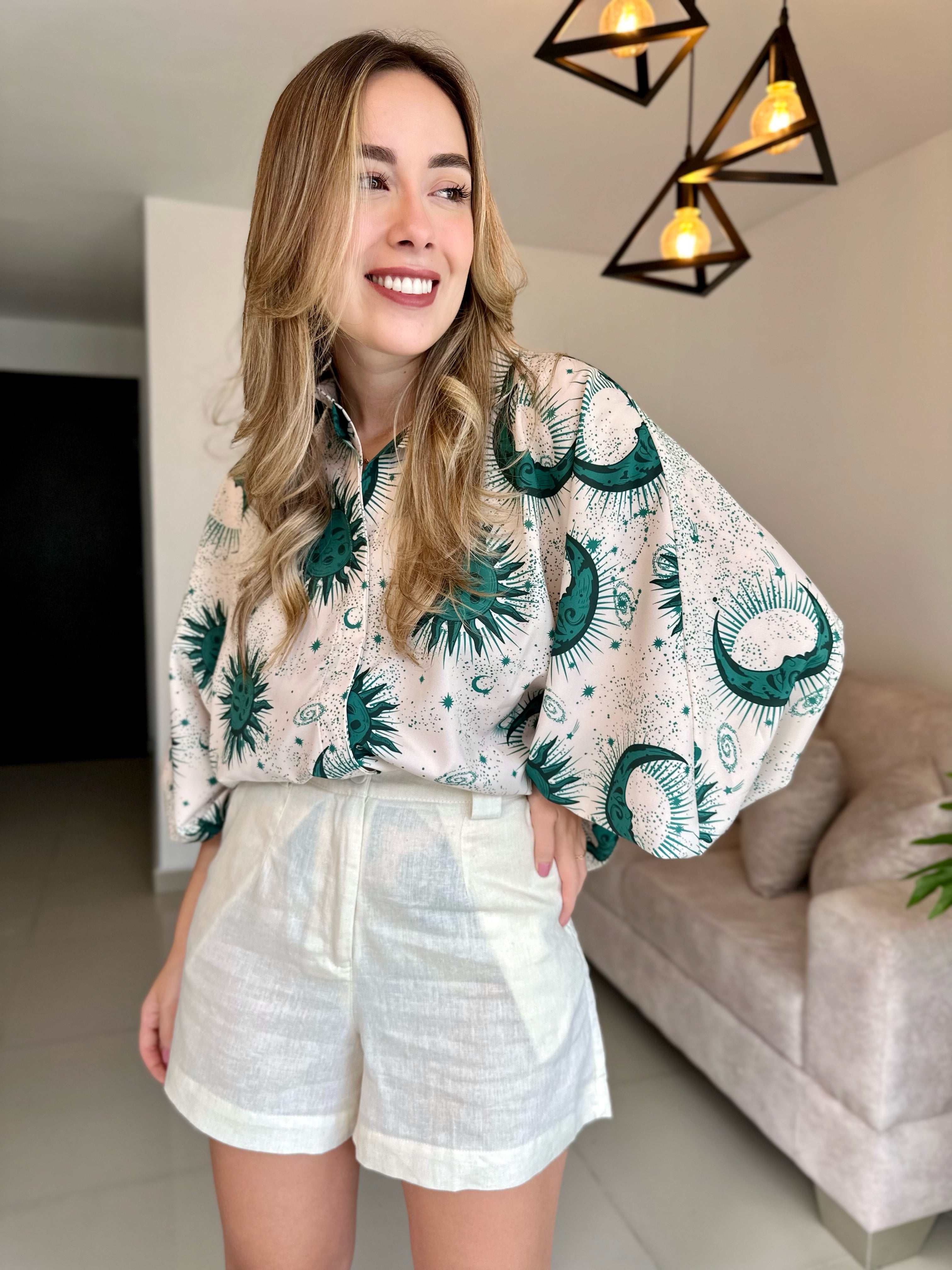 BLUSA GEORGINA PRINT SOL Y LUNA VERDE