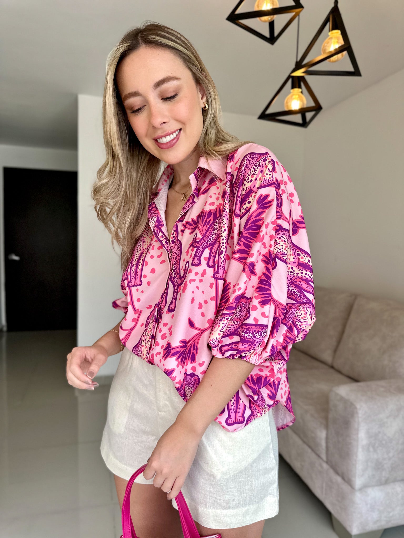 BLUSA GEORGINA PRINT LEO MAGENTA