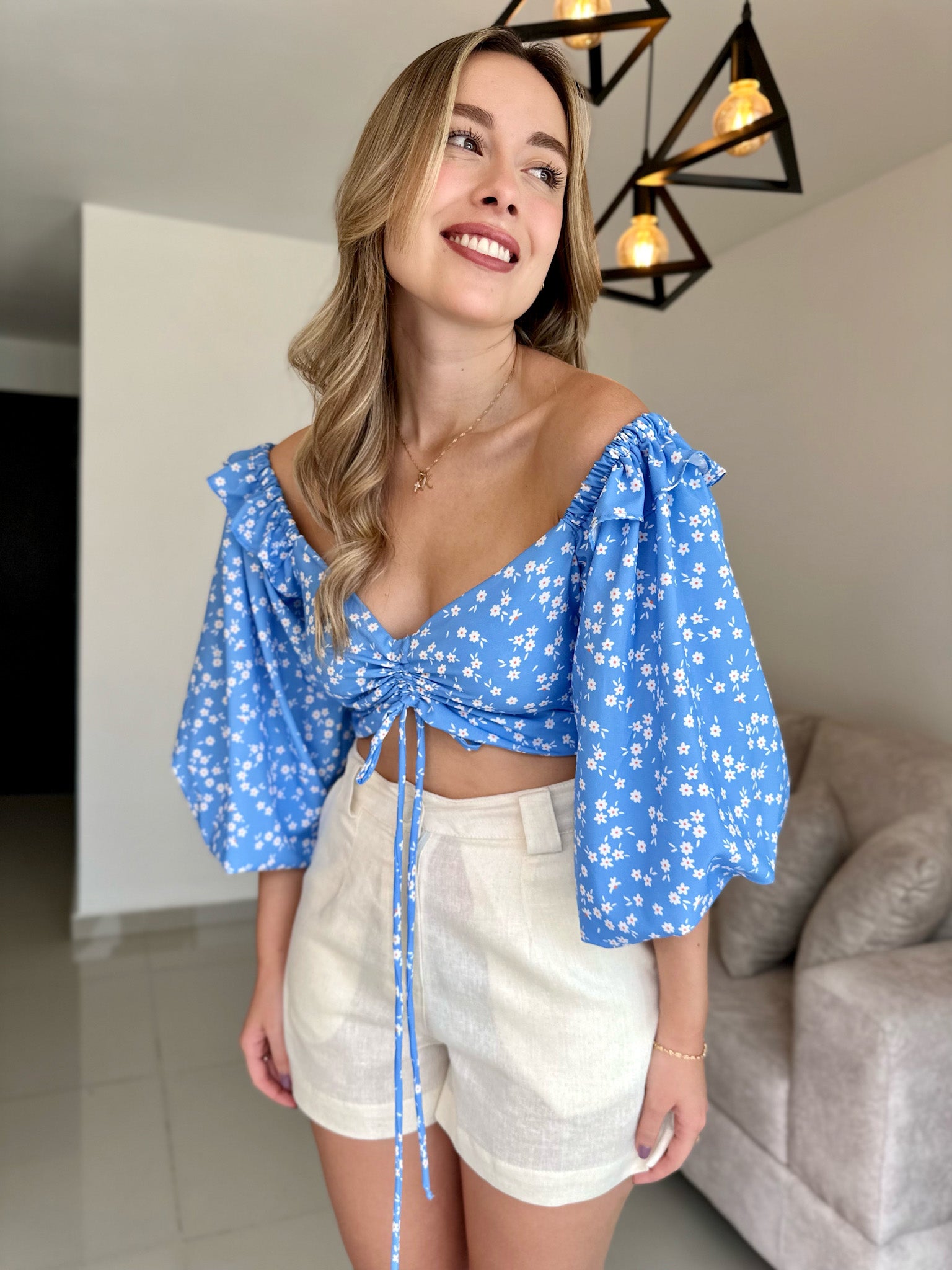 TOP LUPE PRINT CELESTE FLORES