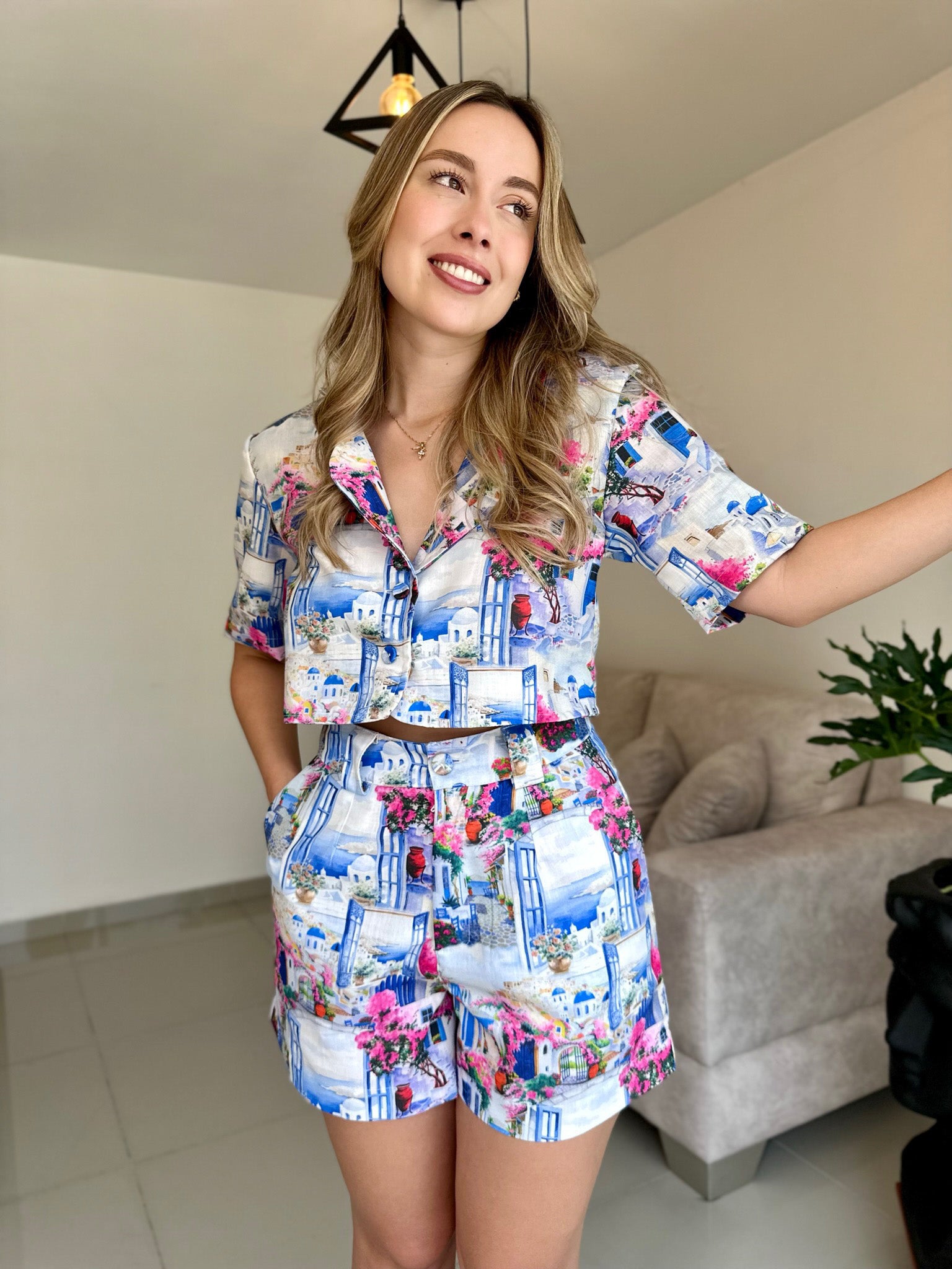 SET SANTORINI PRINT AZUL