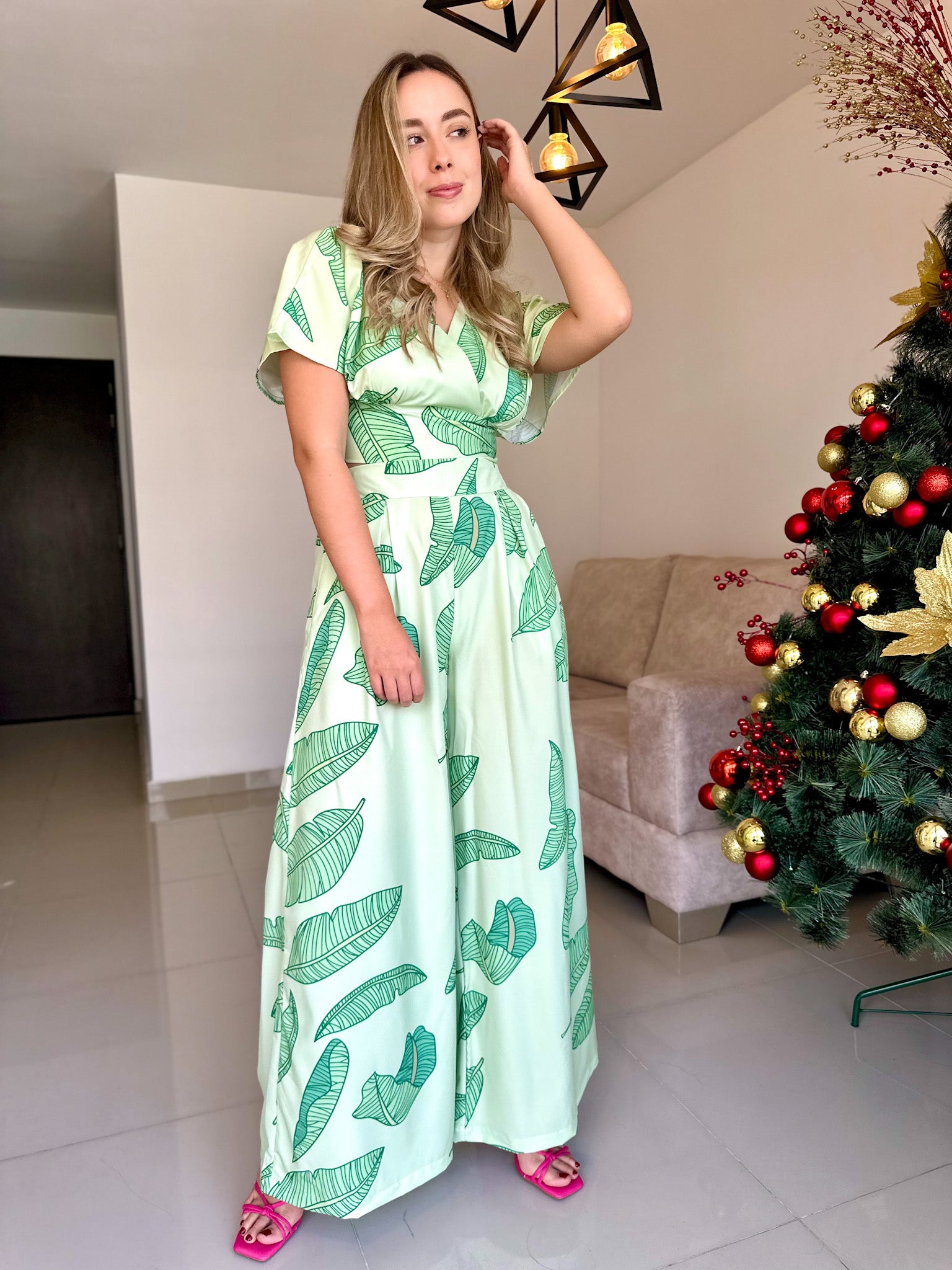 TOP JULIETA PRINT HOJAS VERDES