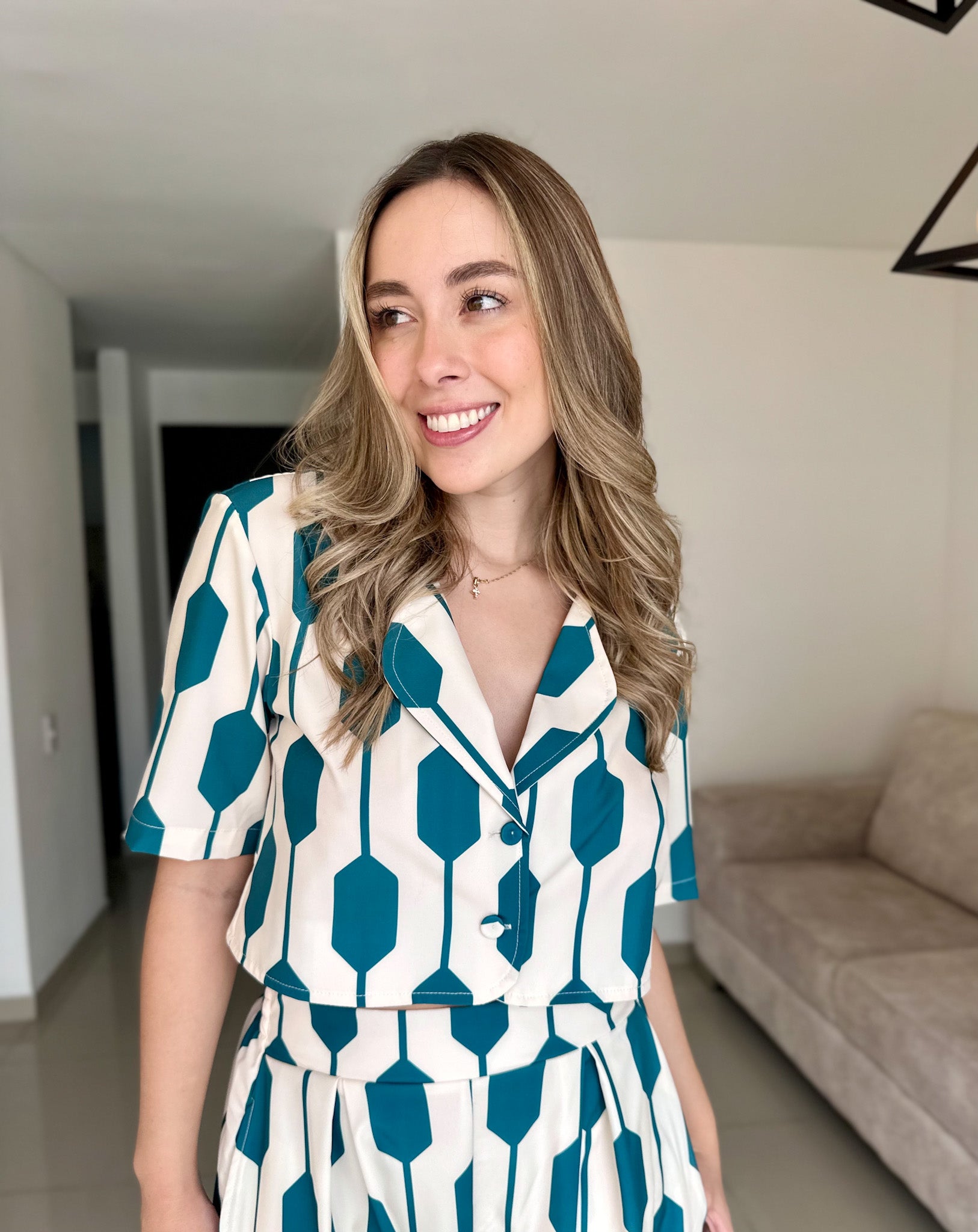 TOP LUANA PRINT BEIGE-VERDE