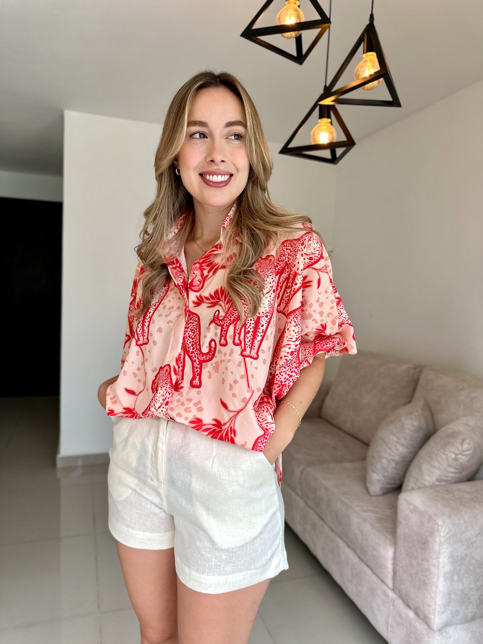 BLUSA GEORGINA PRINT LEO ROJO