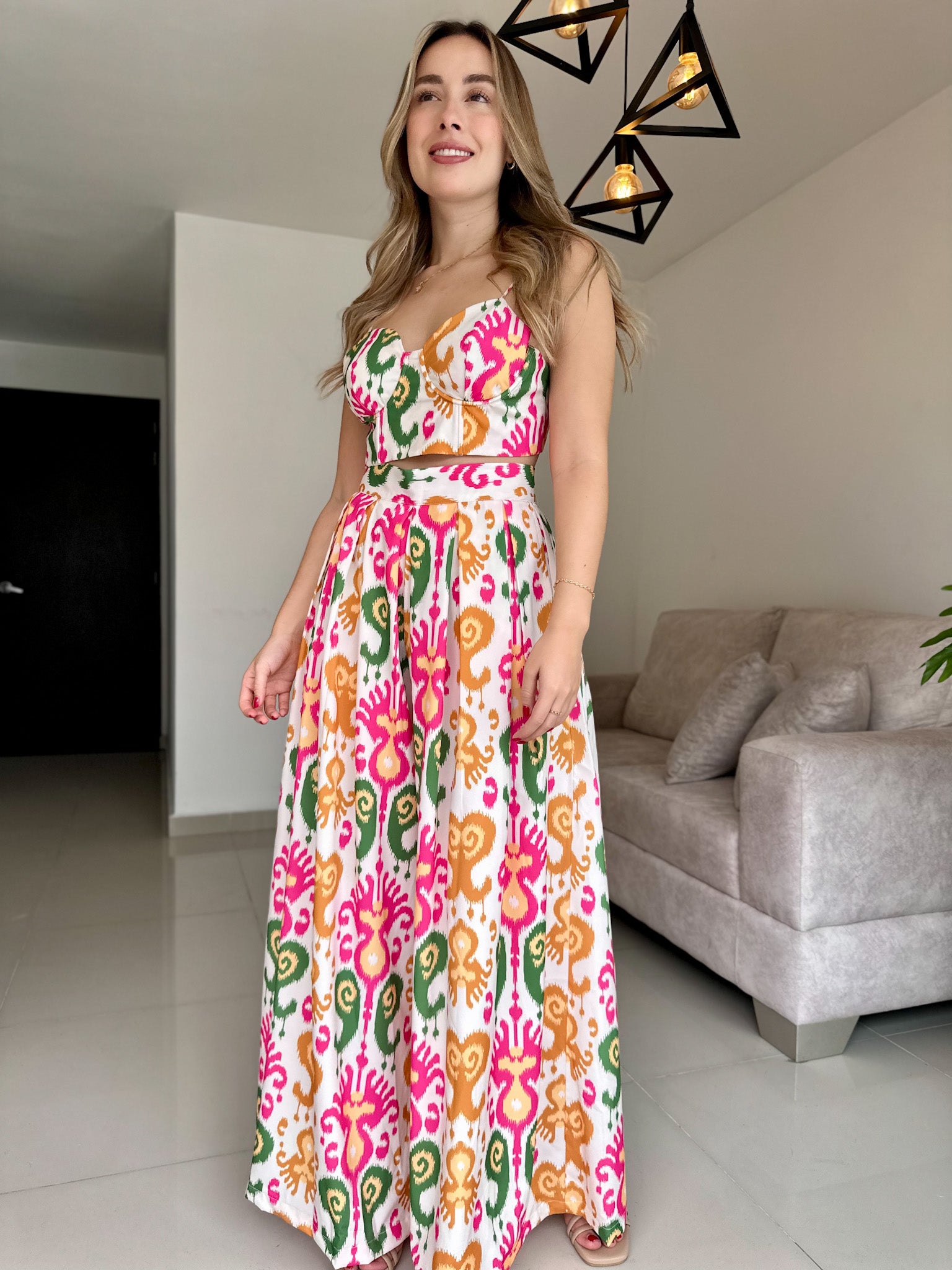 SET POSITANO PRINT FUCSIA-VERDE