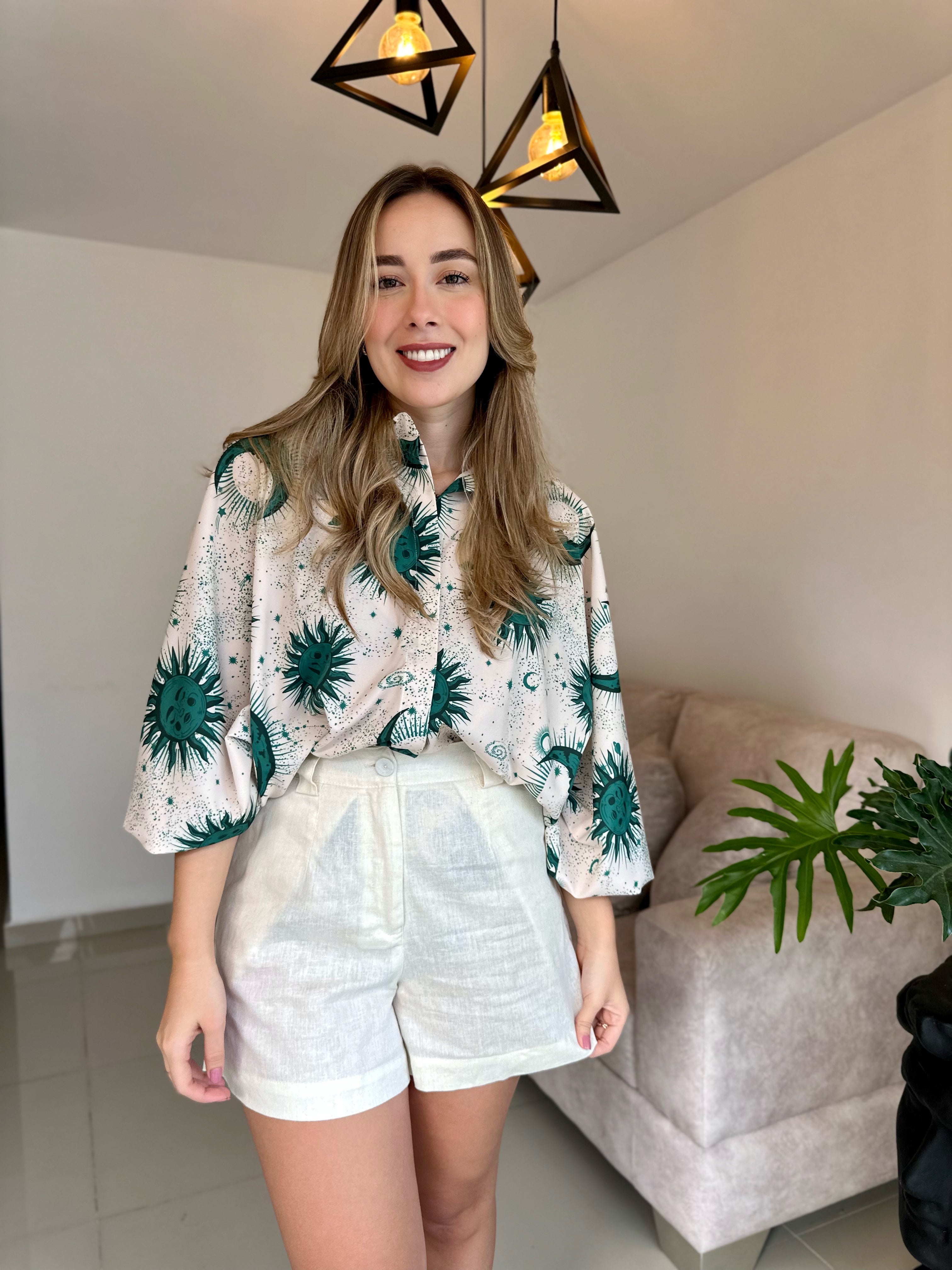 BLUSA GEORGINA PRINT SOL Y LUNA VERDE