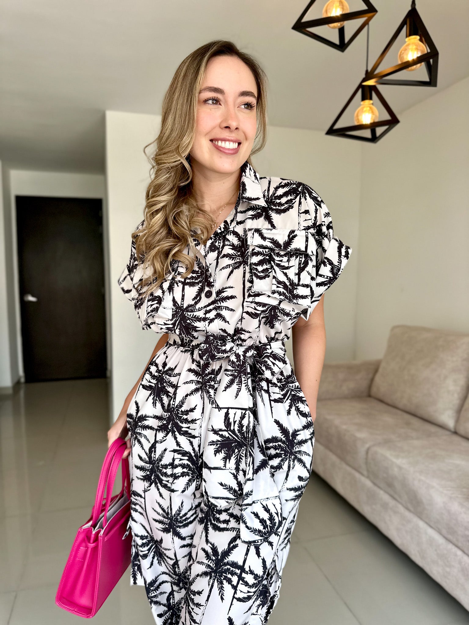 ENTERIZO ÁMBAR PRINT BLANCO-NEGRO PALMAS