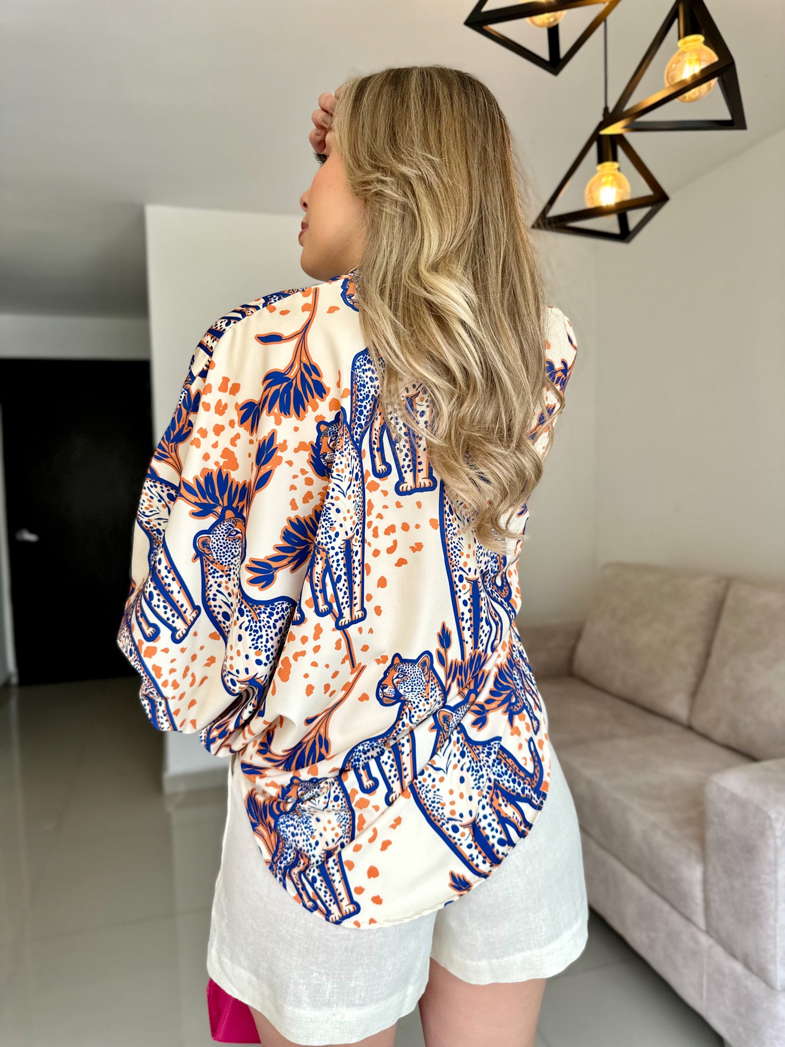 BLUSA GEORGINA PRINT LEO BEIGE