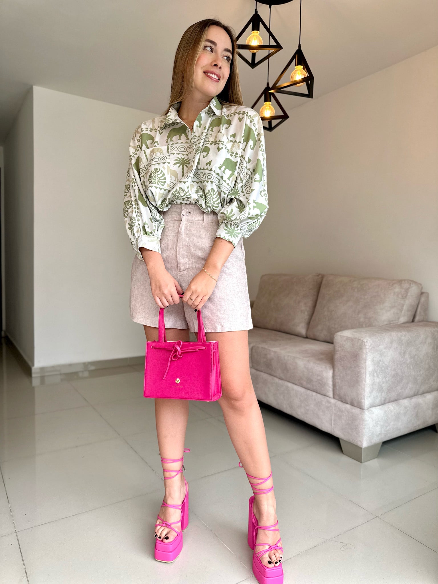 BLUSA BALI PRINT ELEFANTES VERDE