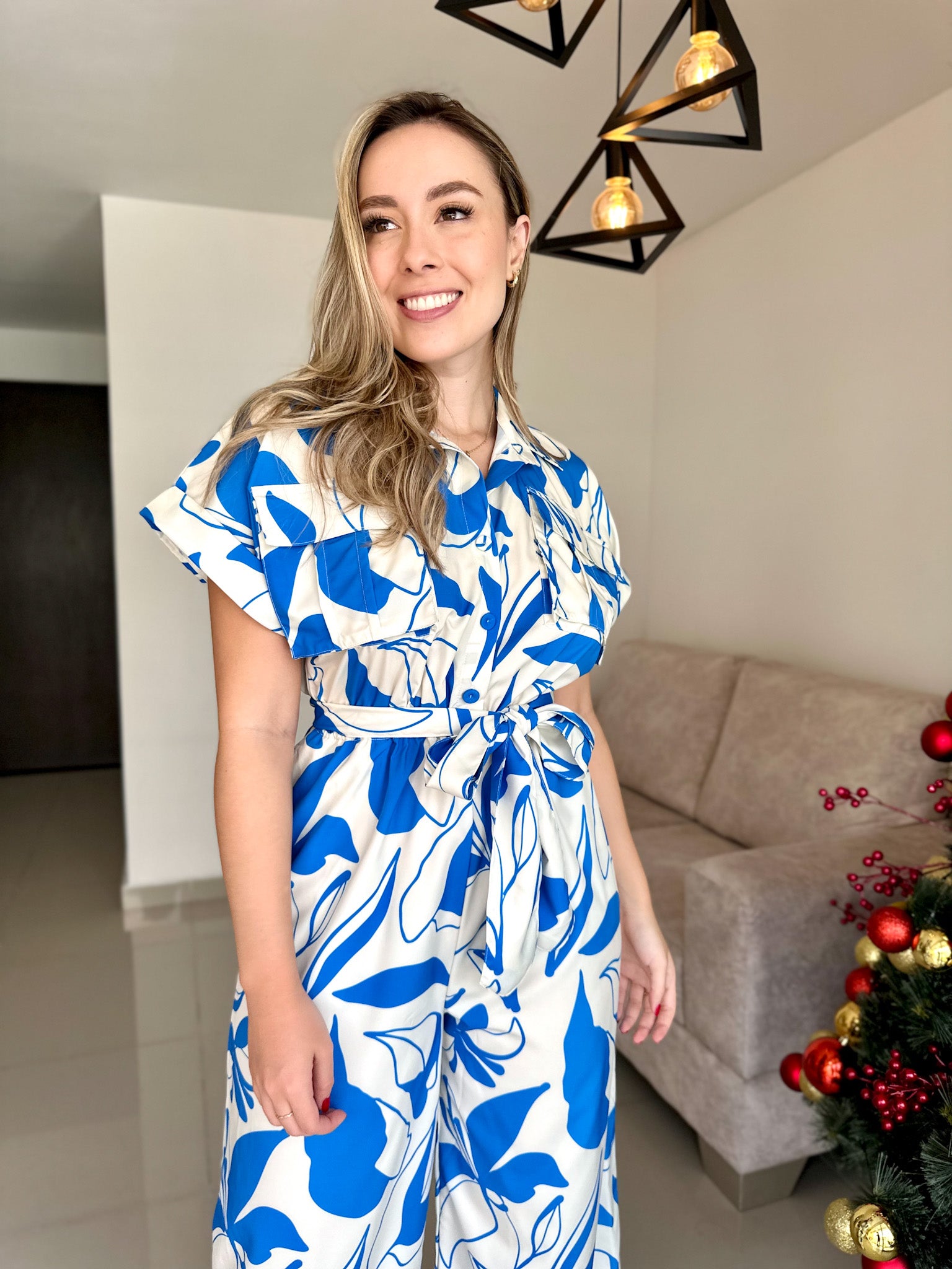 ENTERIZO PARIS PRINT AZUL-MARFIL