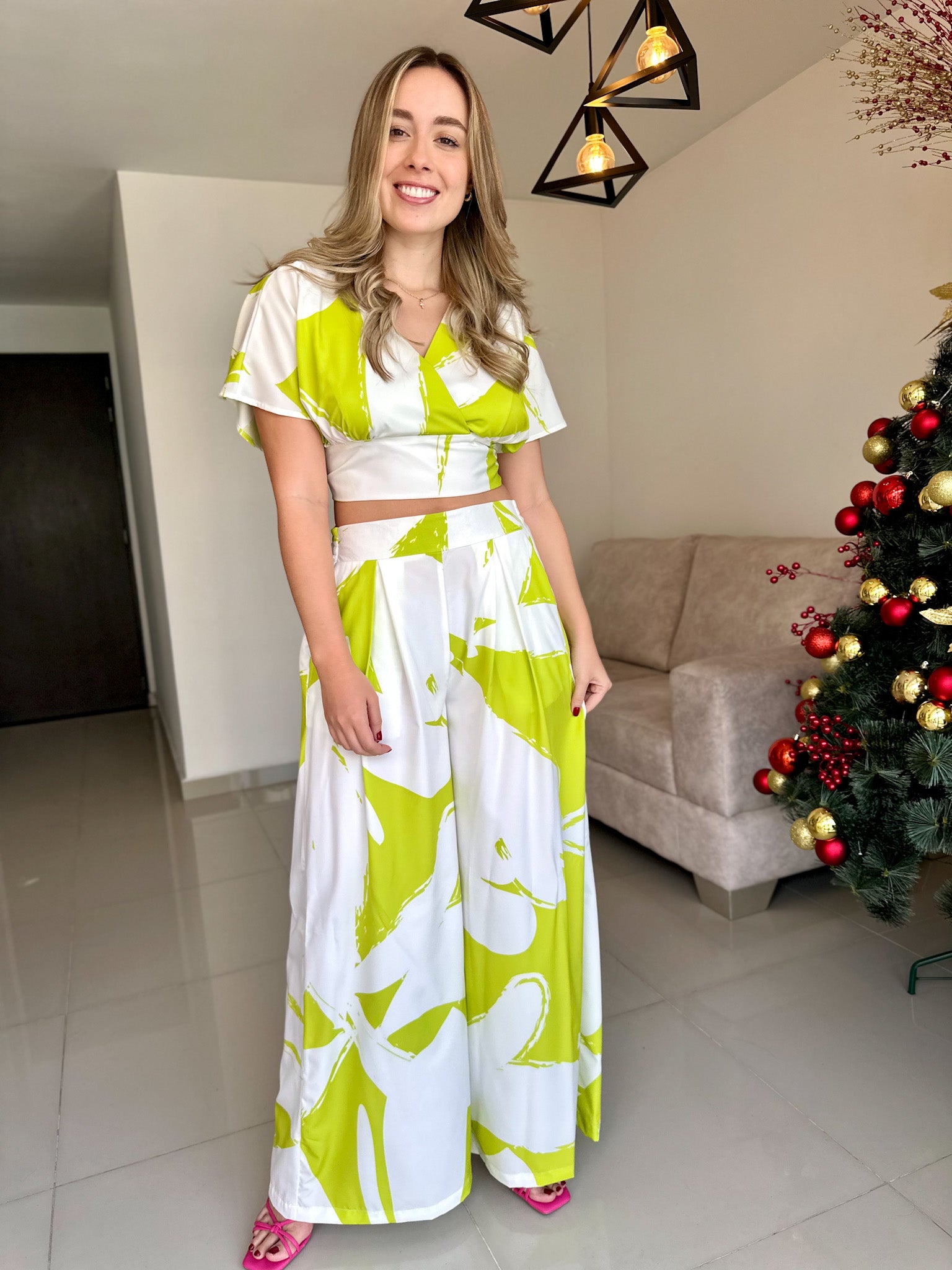 PANTALON LIZA PRINT VERDE MANZANA