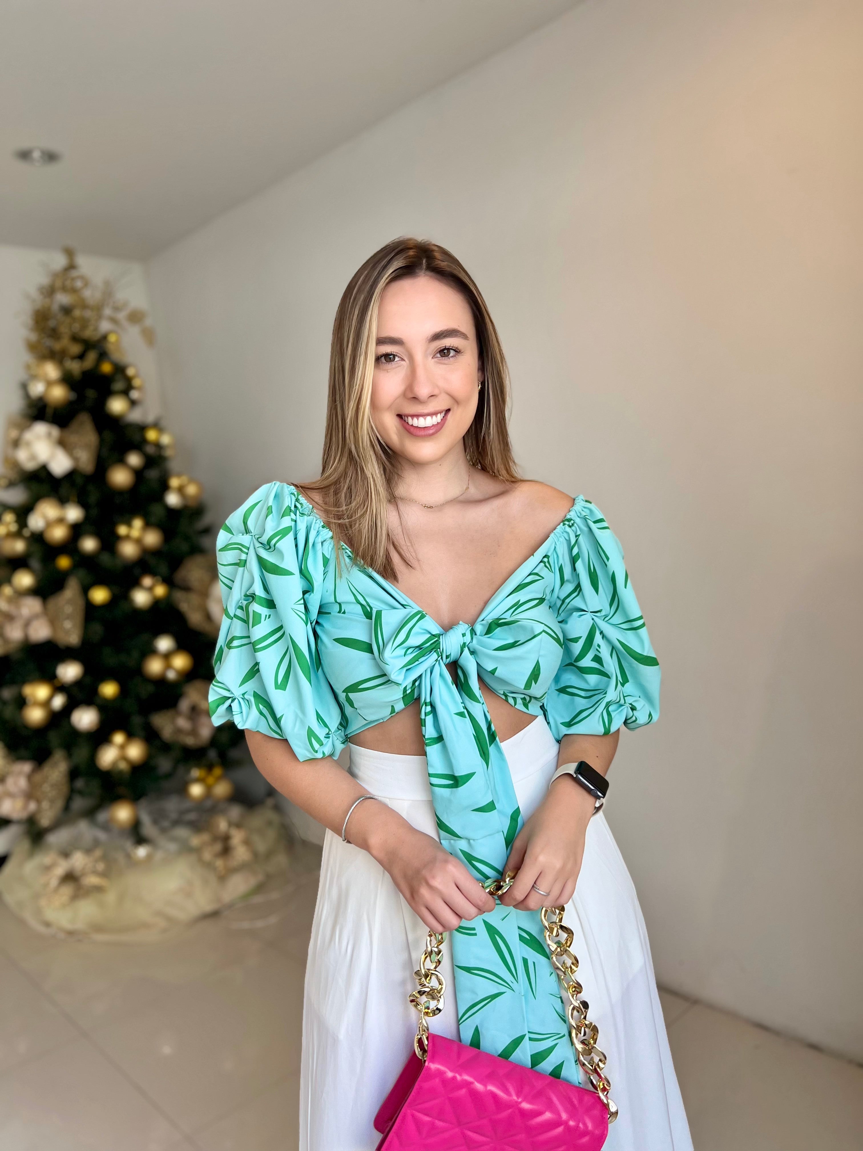 TOP ANTONELLA ESTAMPADO CELESTE