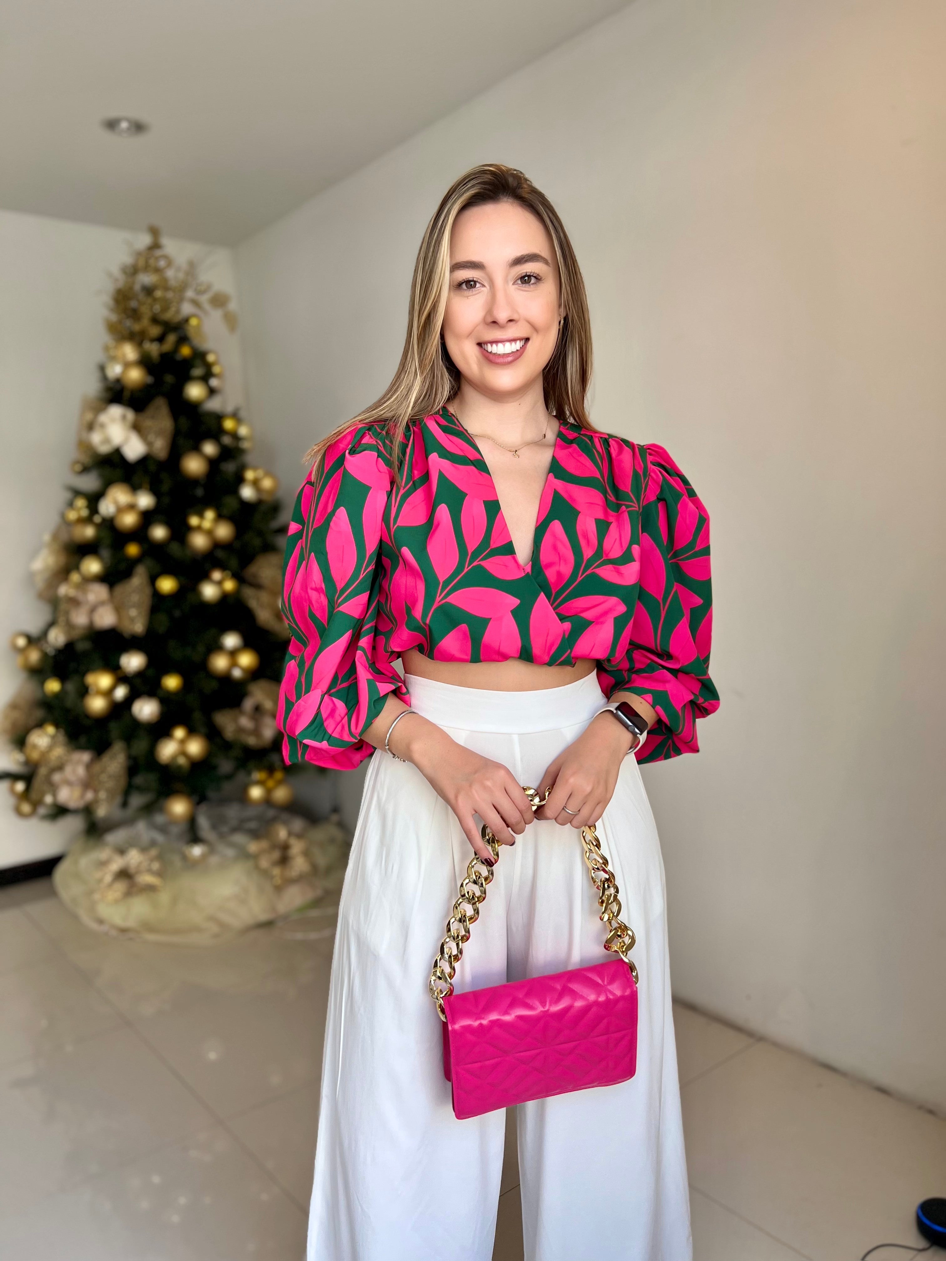 TOP LINA ESTAMPADO FUCSIA-VERDE