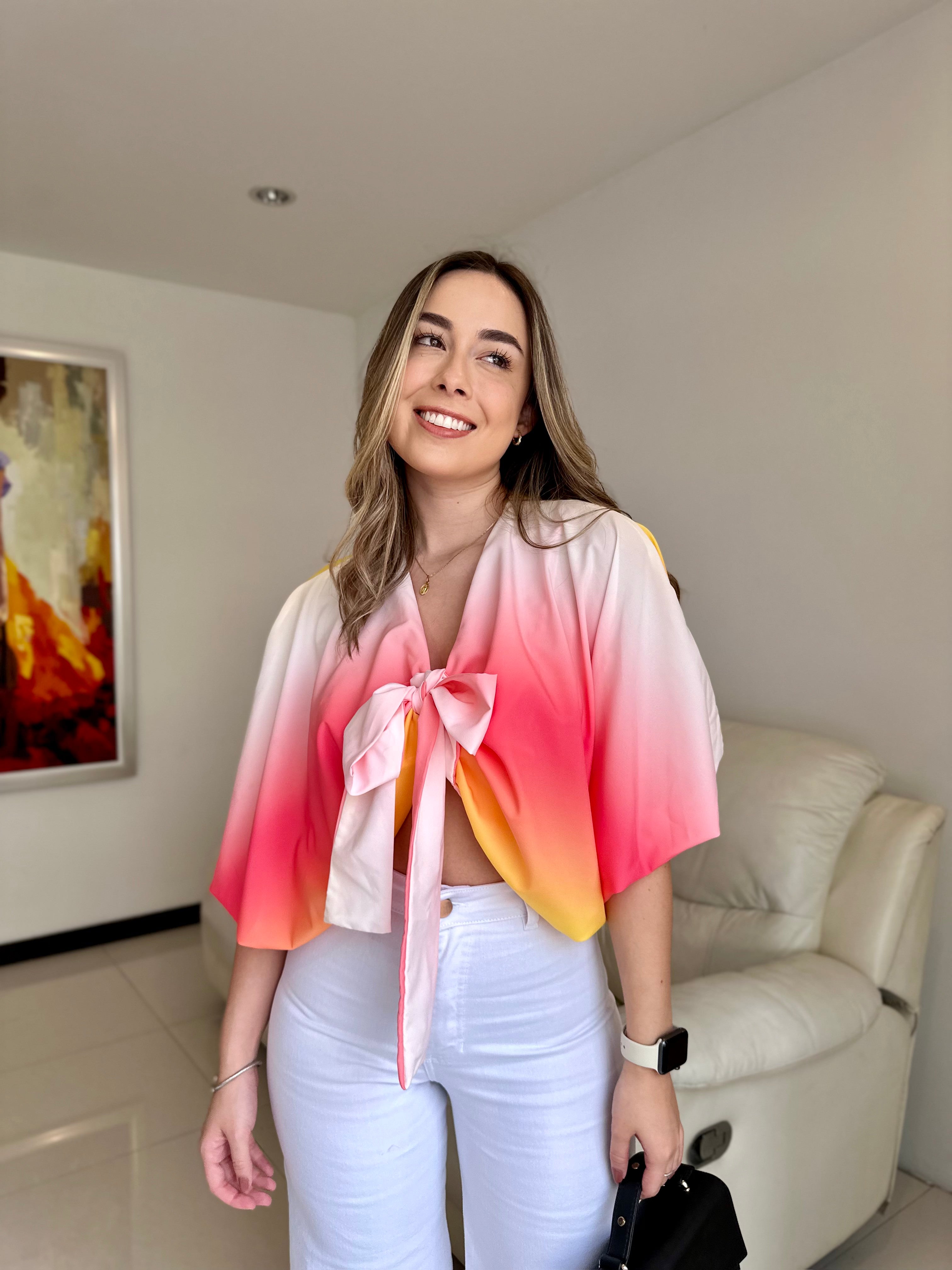 BLUSA CLOE PRINT DEGRADE NARANJA