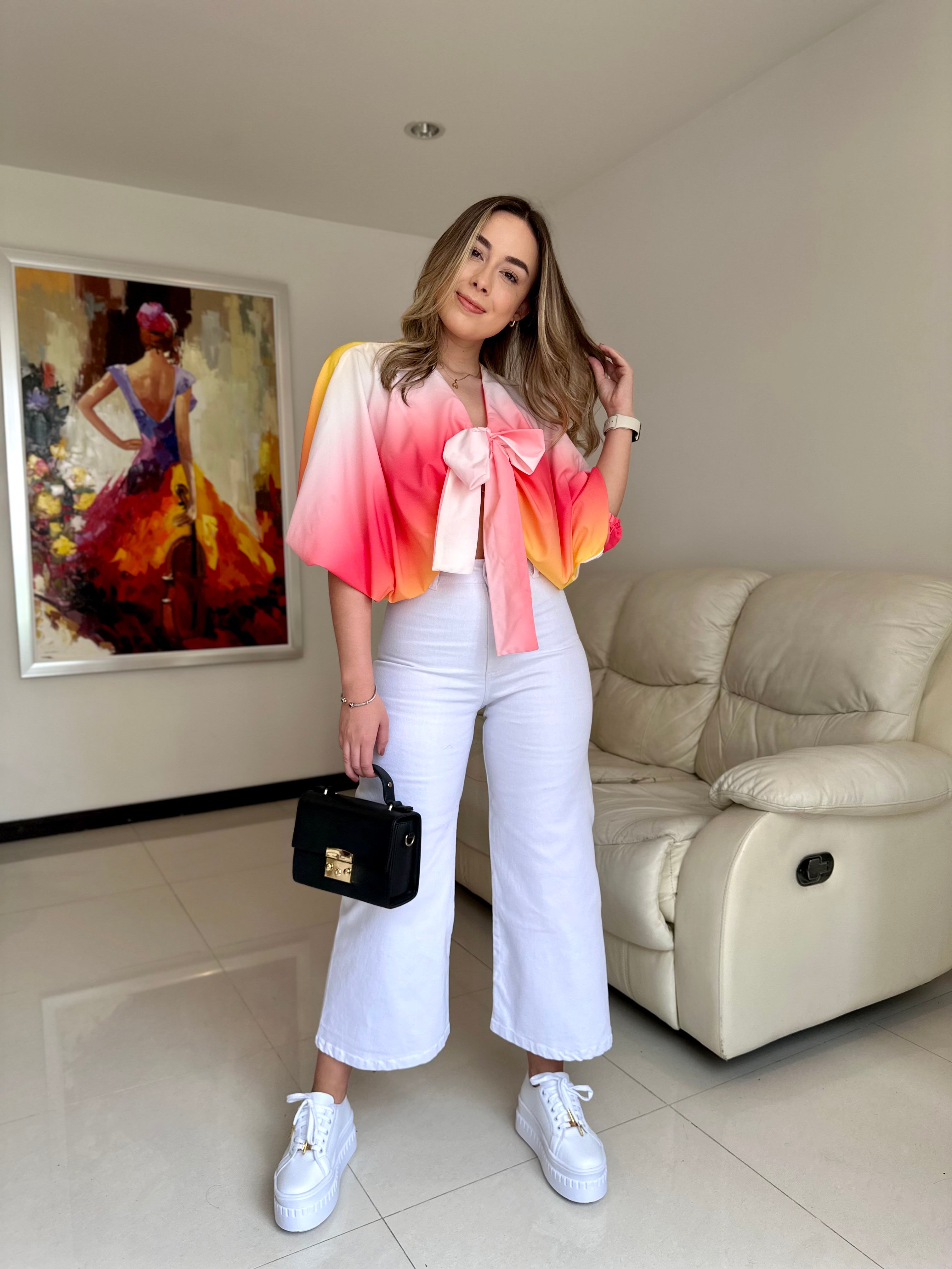 BLUSA CLOE PRINT DEGRADE NARANJA