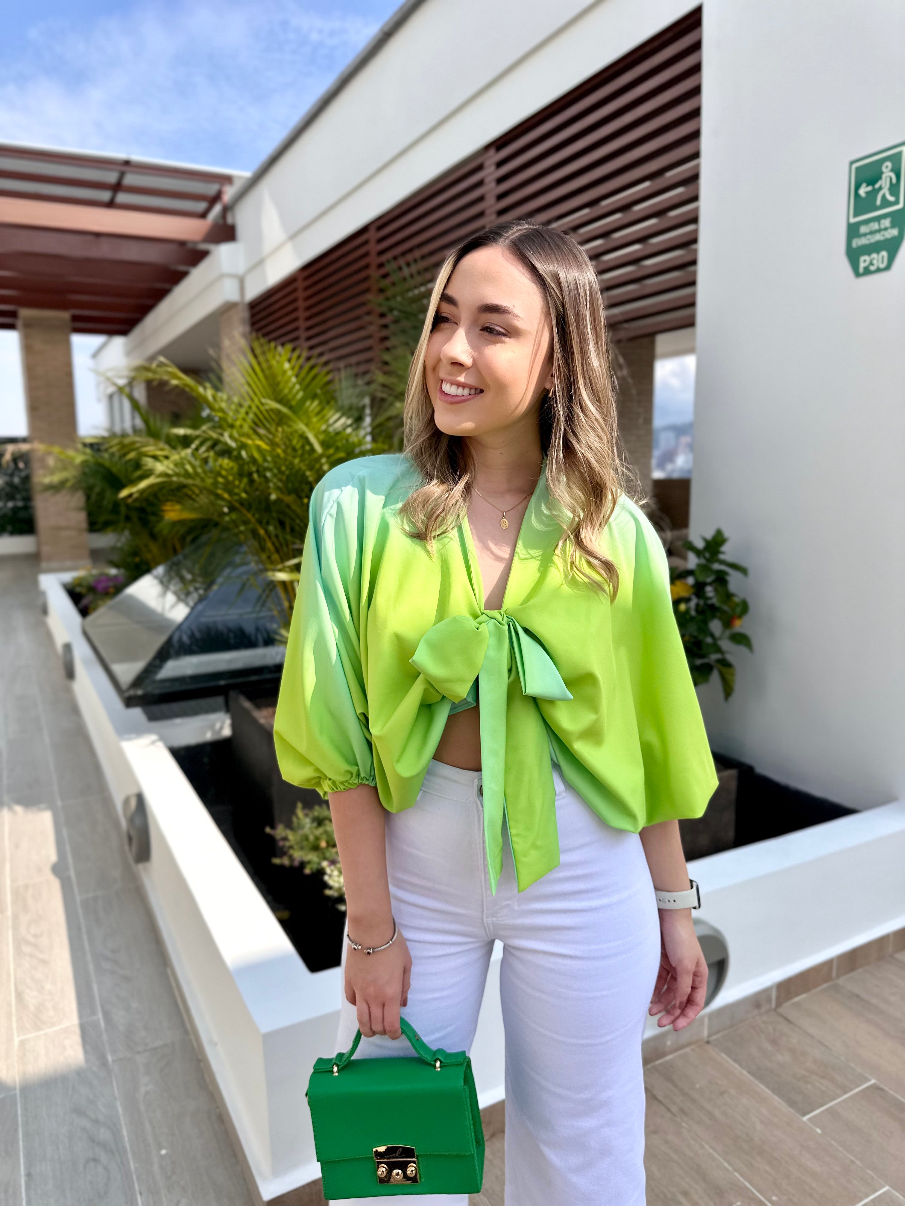 BLUSA CLOE PRINT DEGRADE VERDE