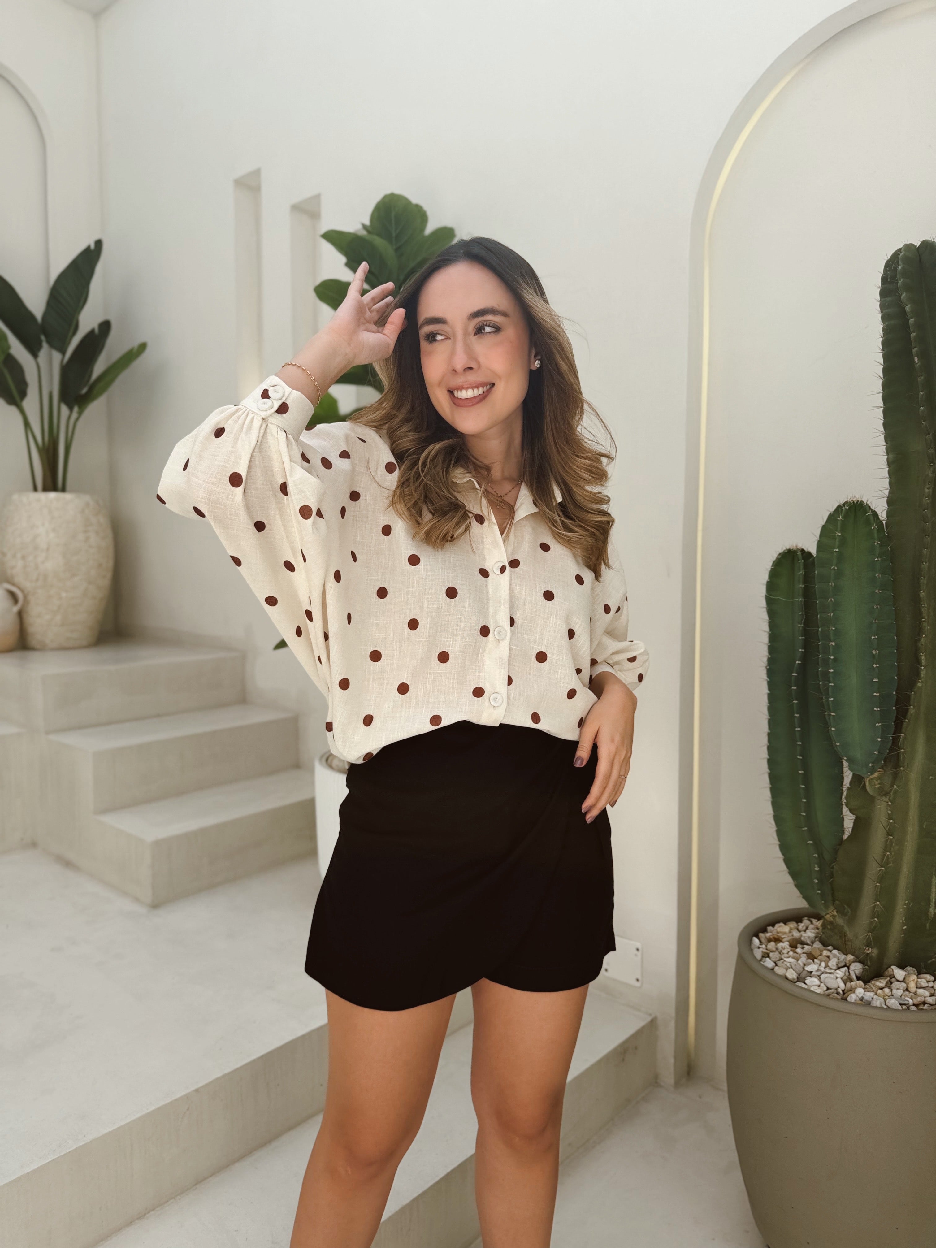 BLUSA MARTINA PRINT LUNARES CAFÉ