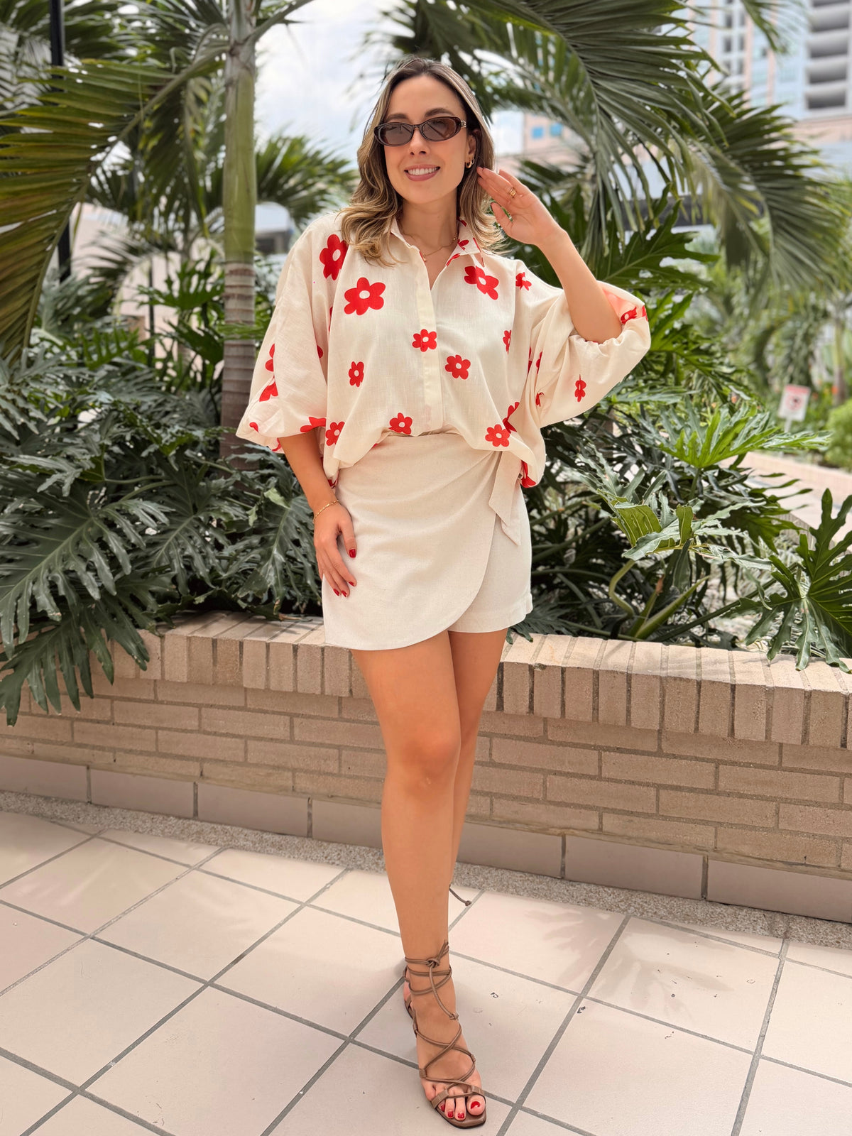 BLUSA GEORGINA PRINT FLORES ROJAS