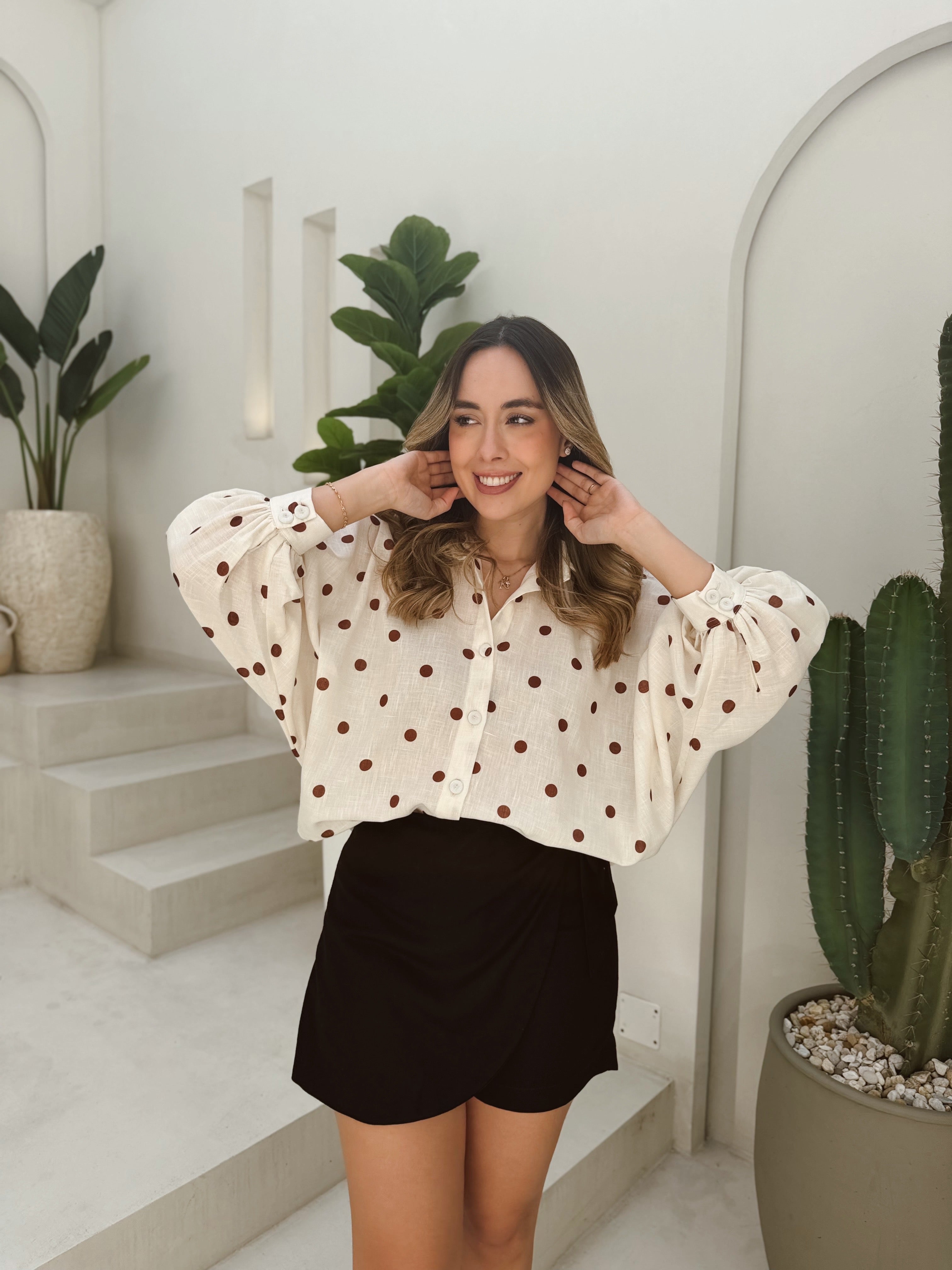 BLUSA MARTINA PRINT LUNARES CAFÉ