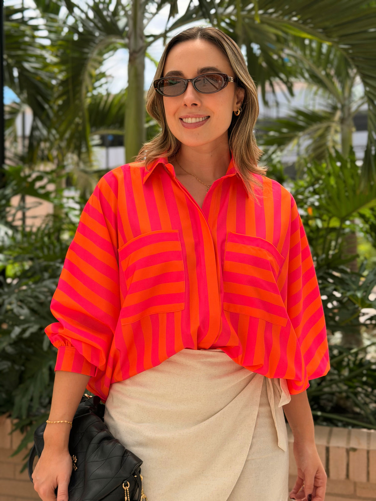 BLUSA EMMA RAYAS NARANJA FUCSIA