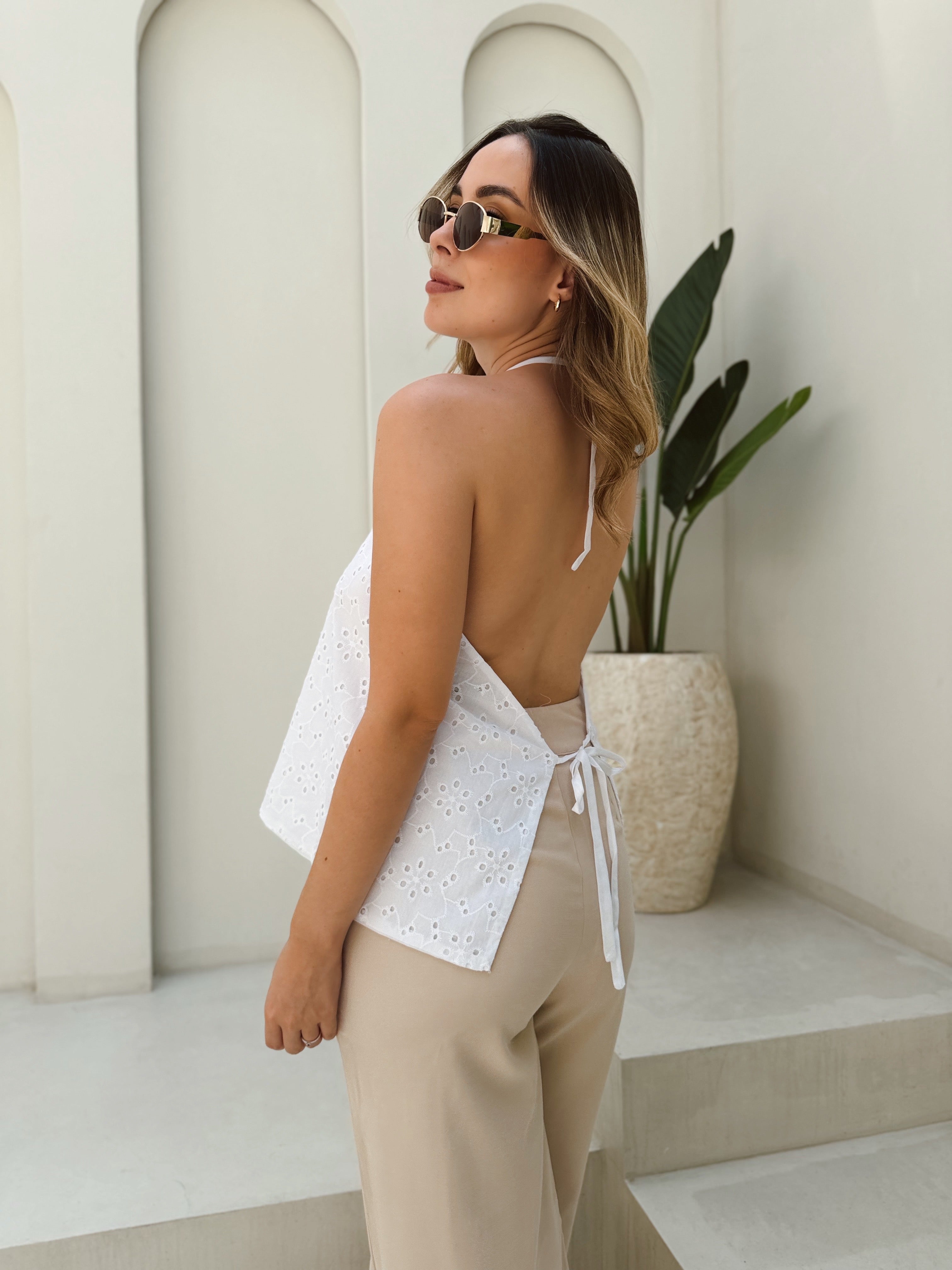 BLUSA SELENA OJALILLO BLANCA