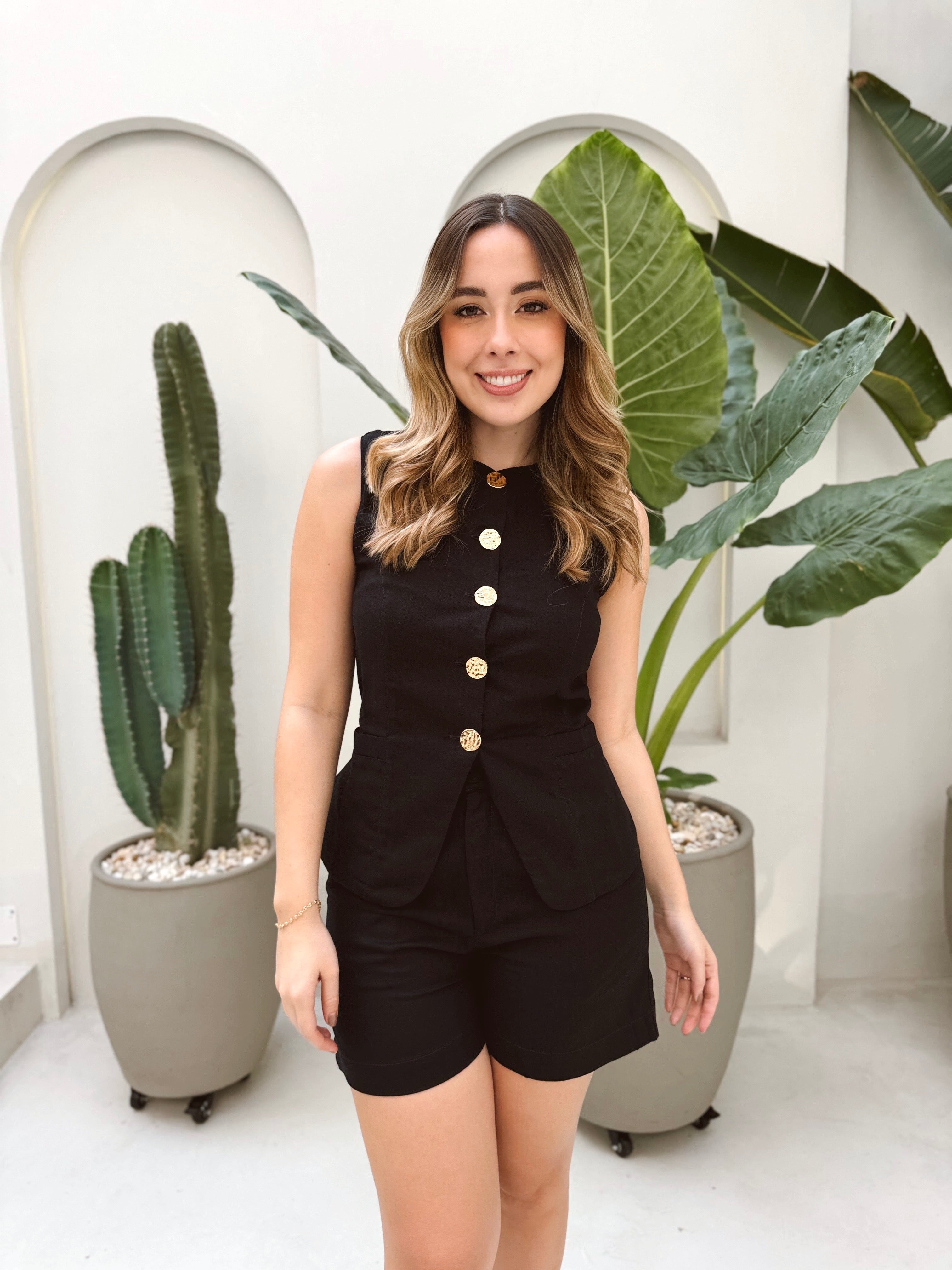 SET MÓNACO NEGRO BOTÓN DORADO