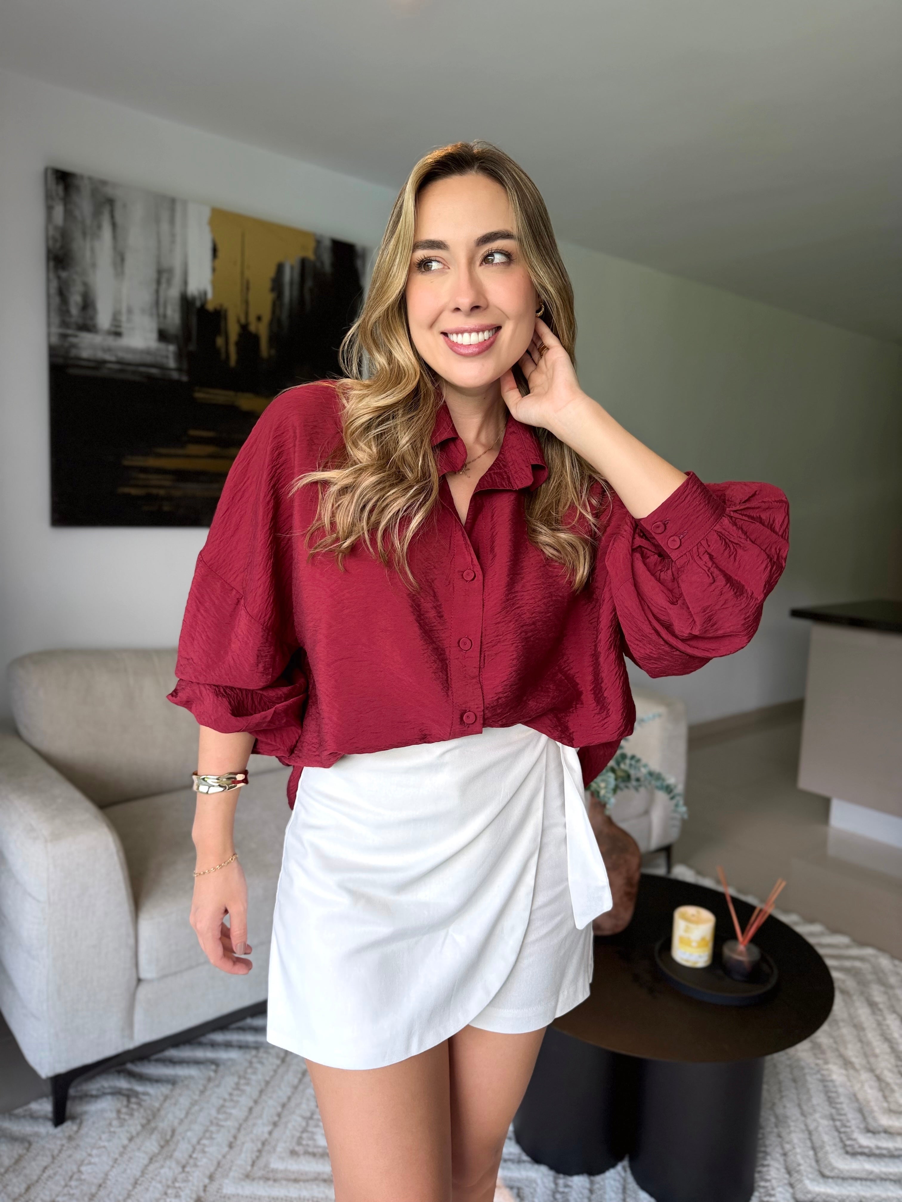 BLUSA NOELIA UNICOLOR VINOTINTO