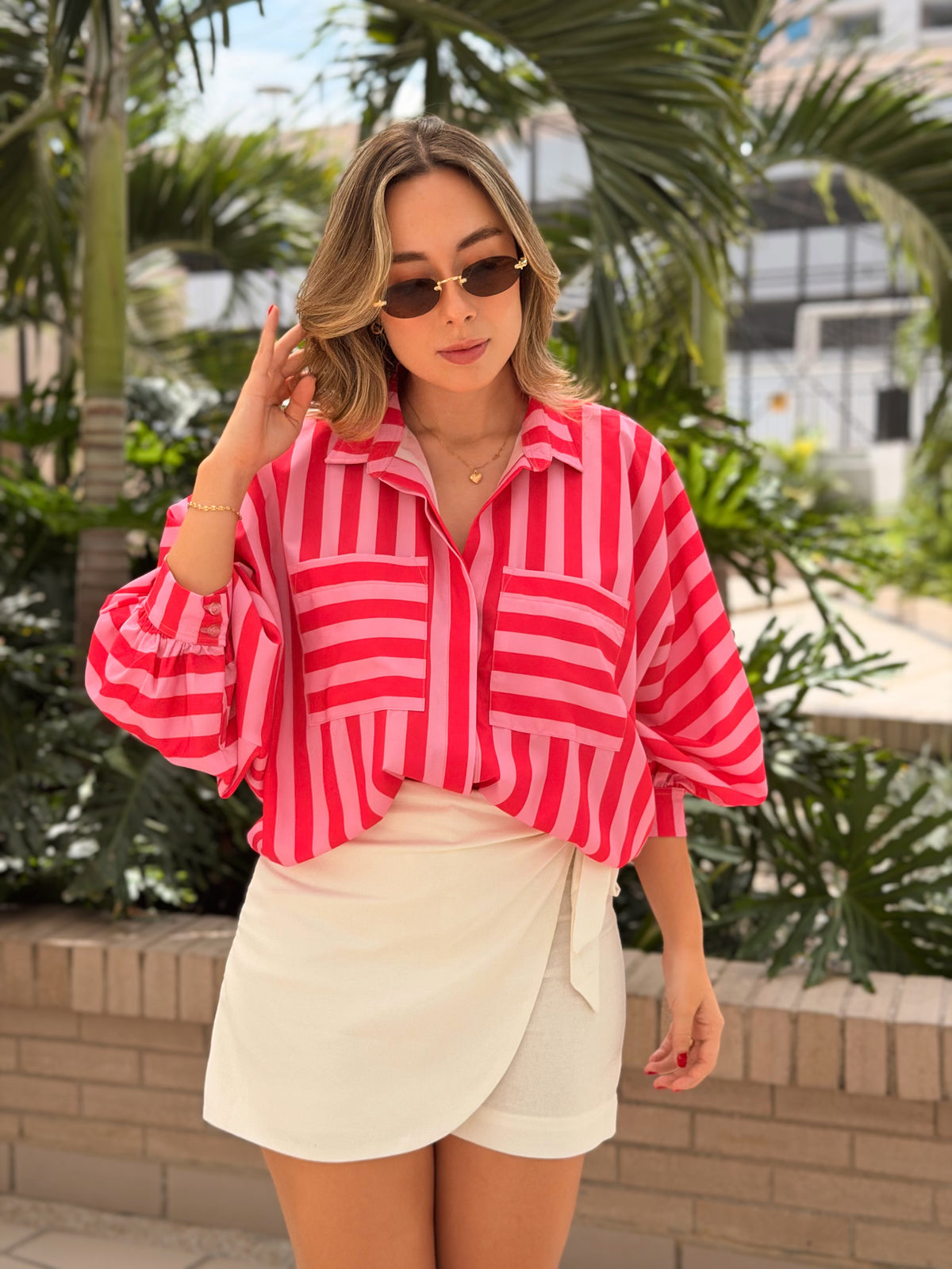BLUSA EMMA RAYAS ROJO ROSA