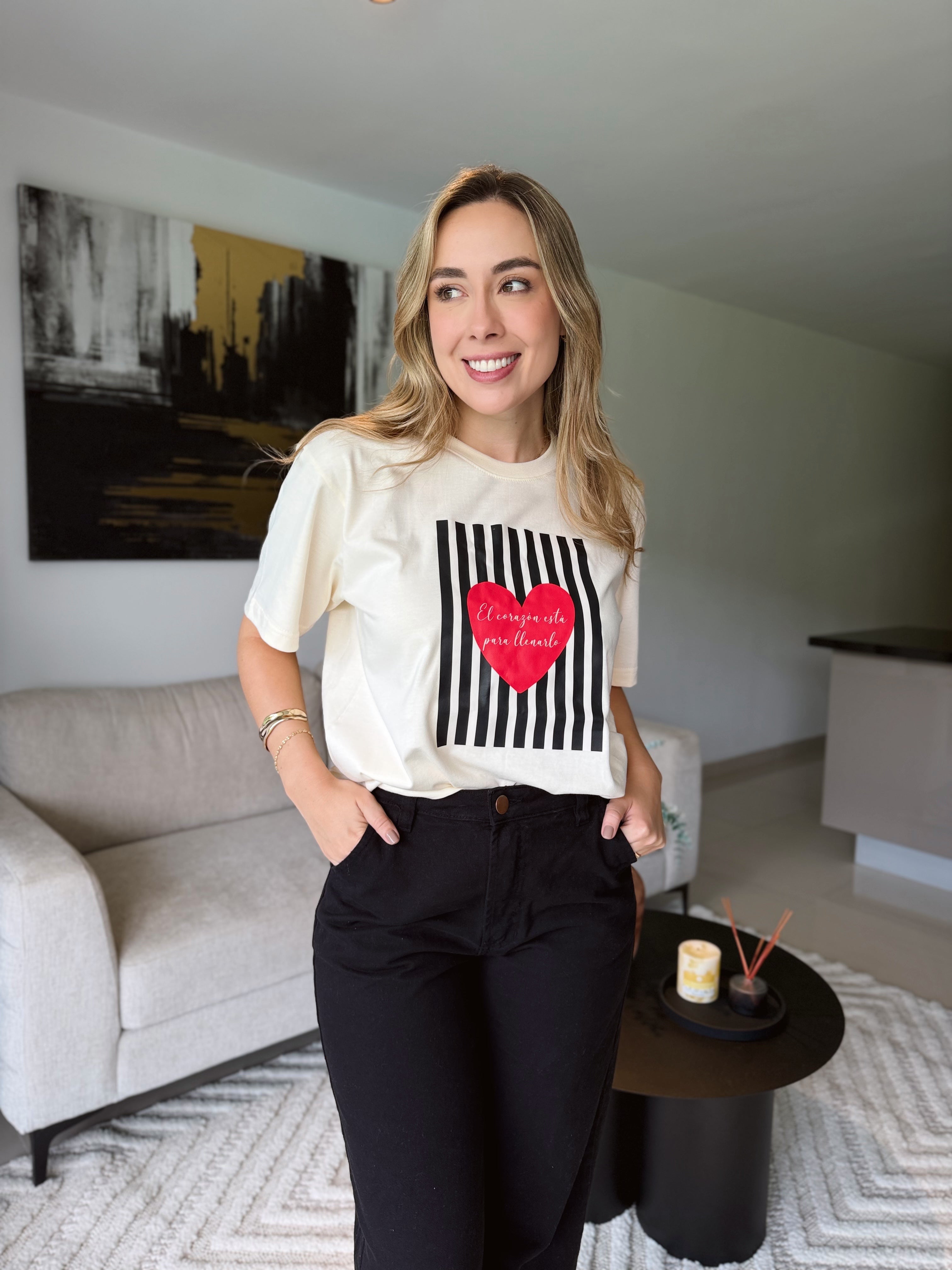 CAMISETA RAYAS CORAZÓN