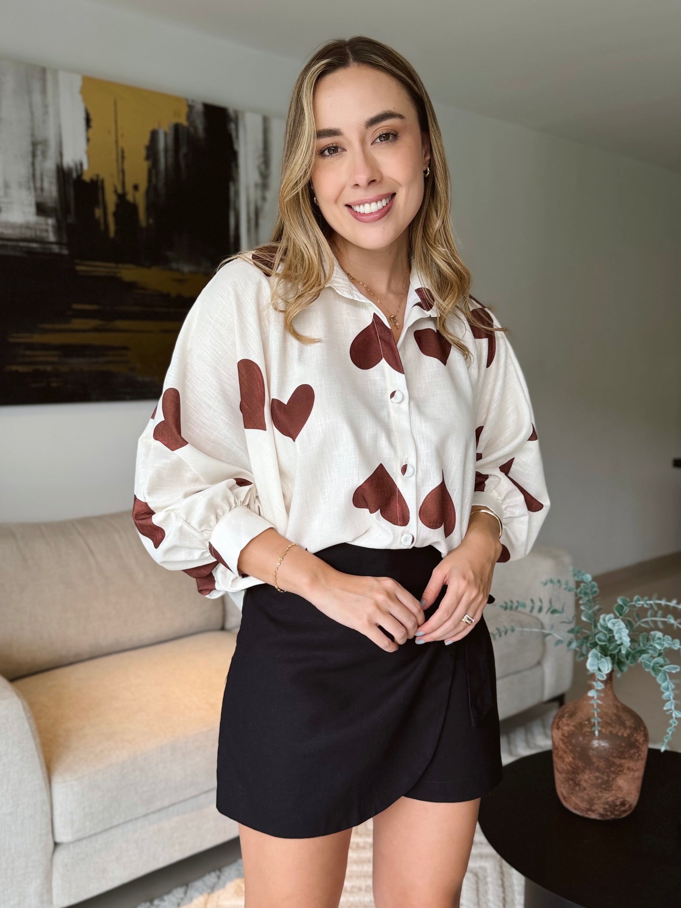 BLUSA MARTINA CORAZONES CAFÉS