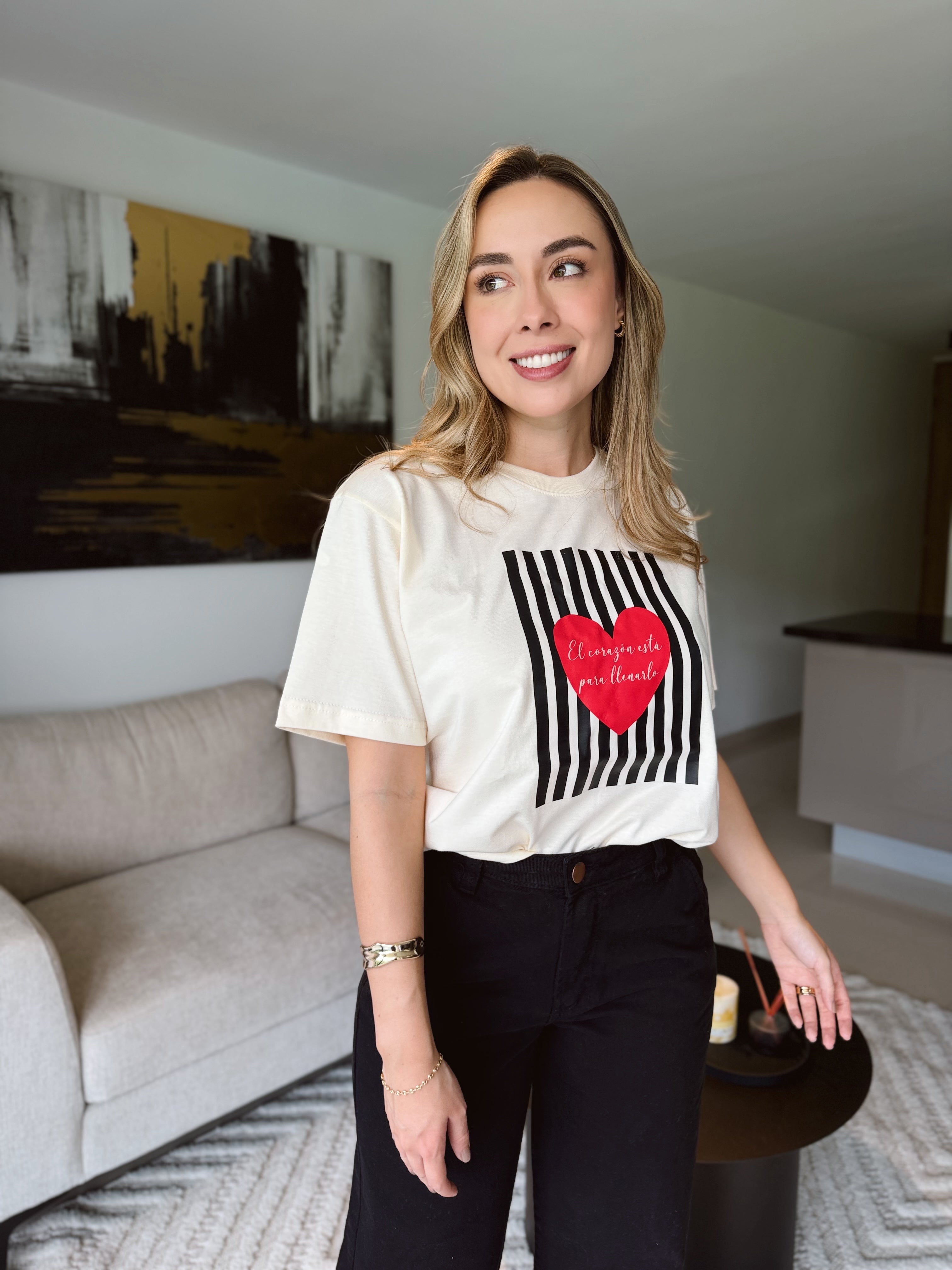 CAMISETA RAYAS CORAZÓN