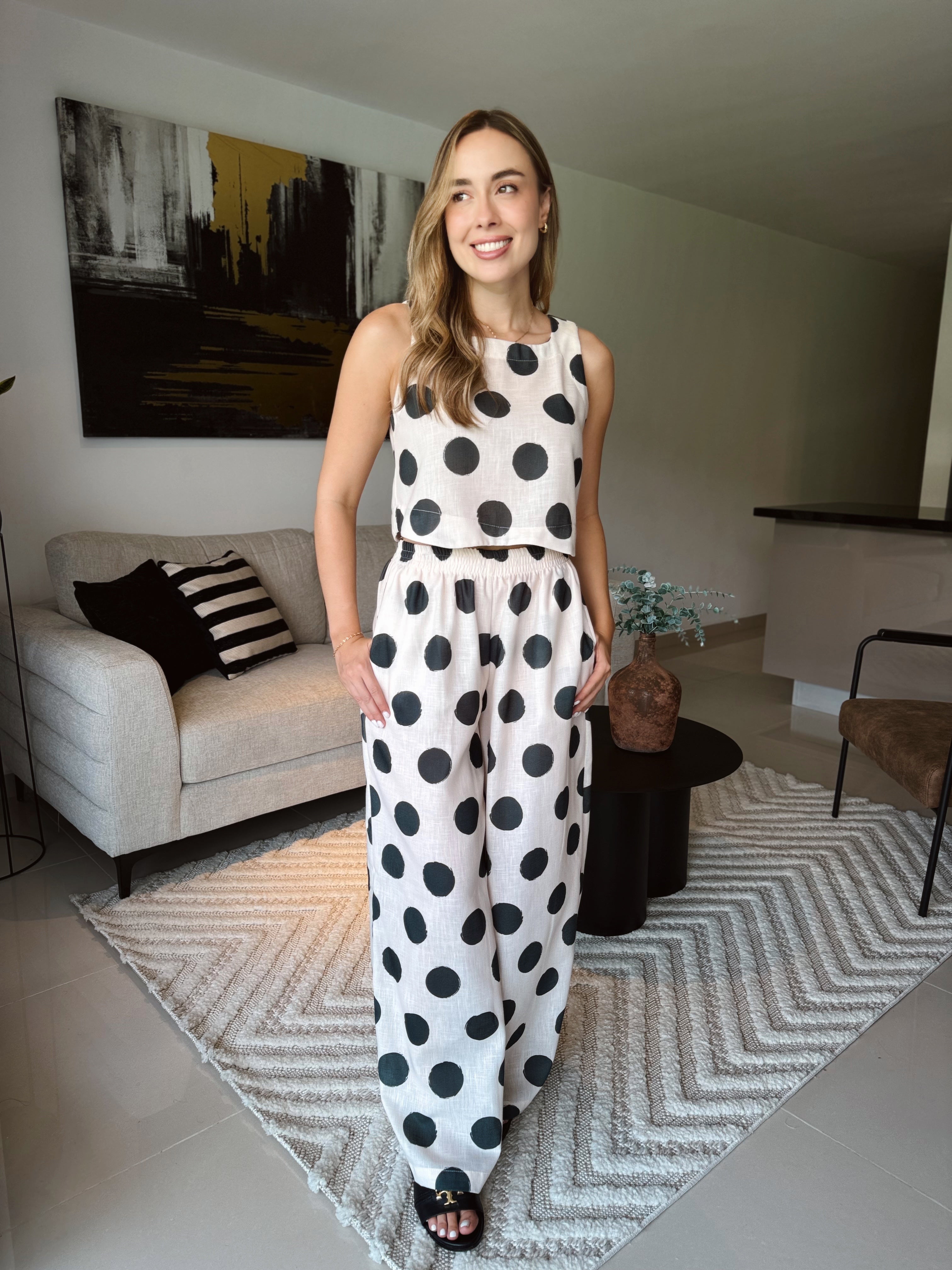 SET AMALFI PRINT LUNARES GRANDES NEGROS