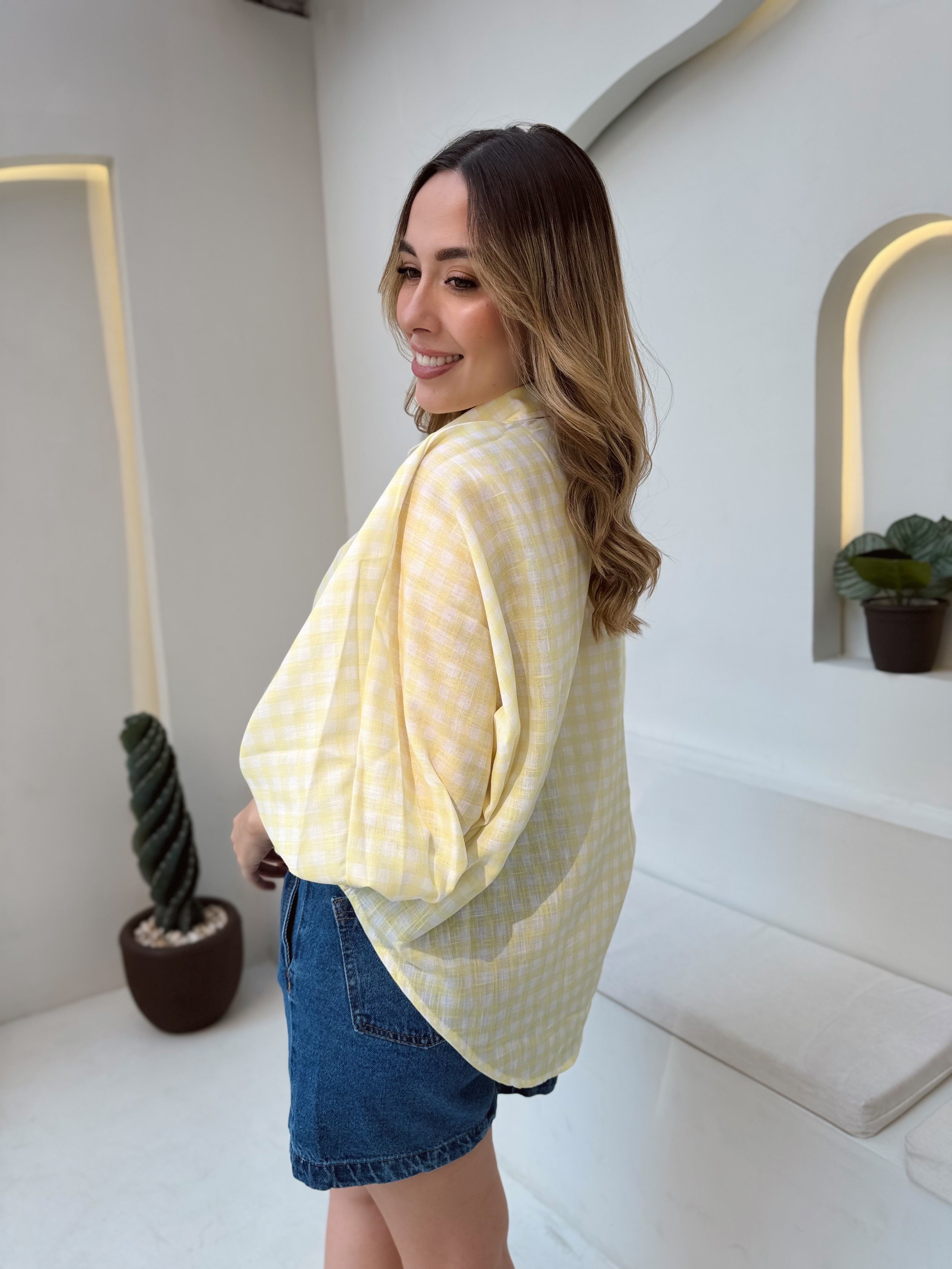 BLUSA MARTINA CUADROS AMARILLA
