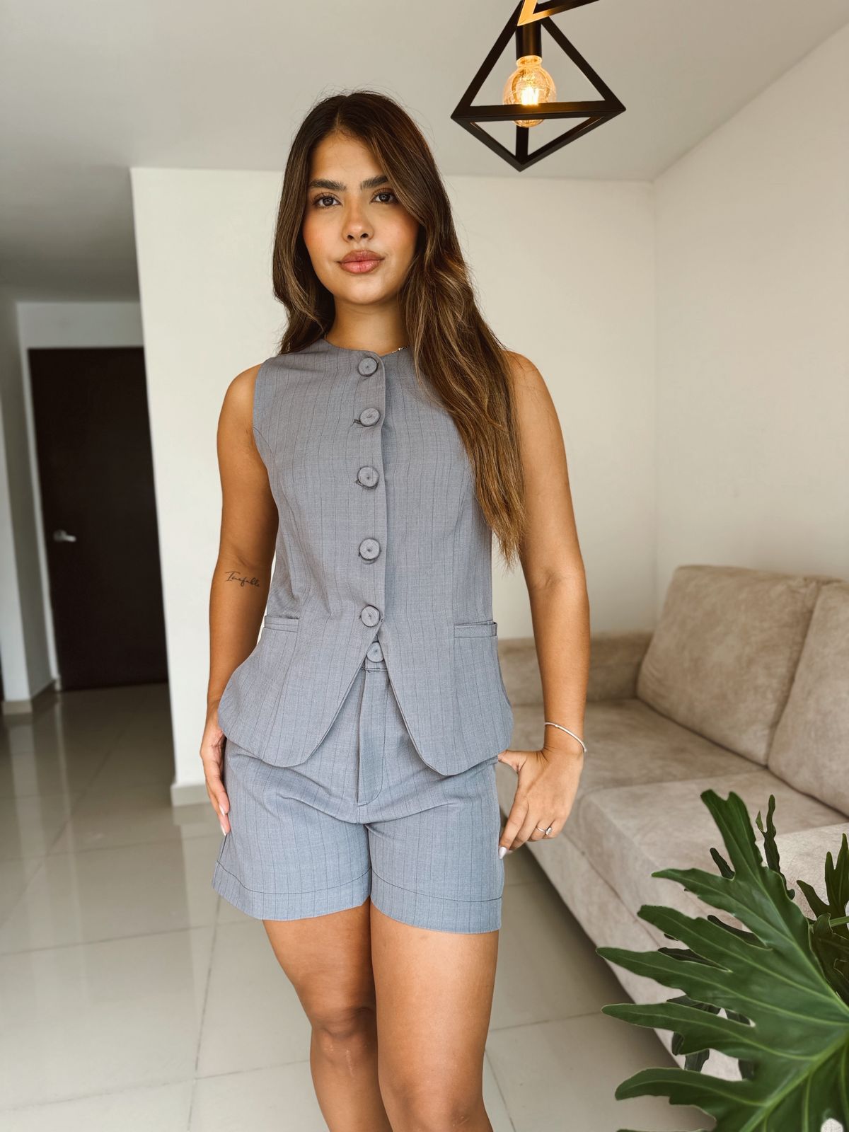 SET MÓNACO GRIS RAYAS