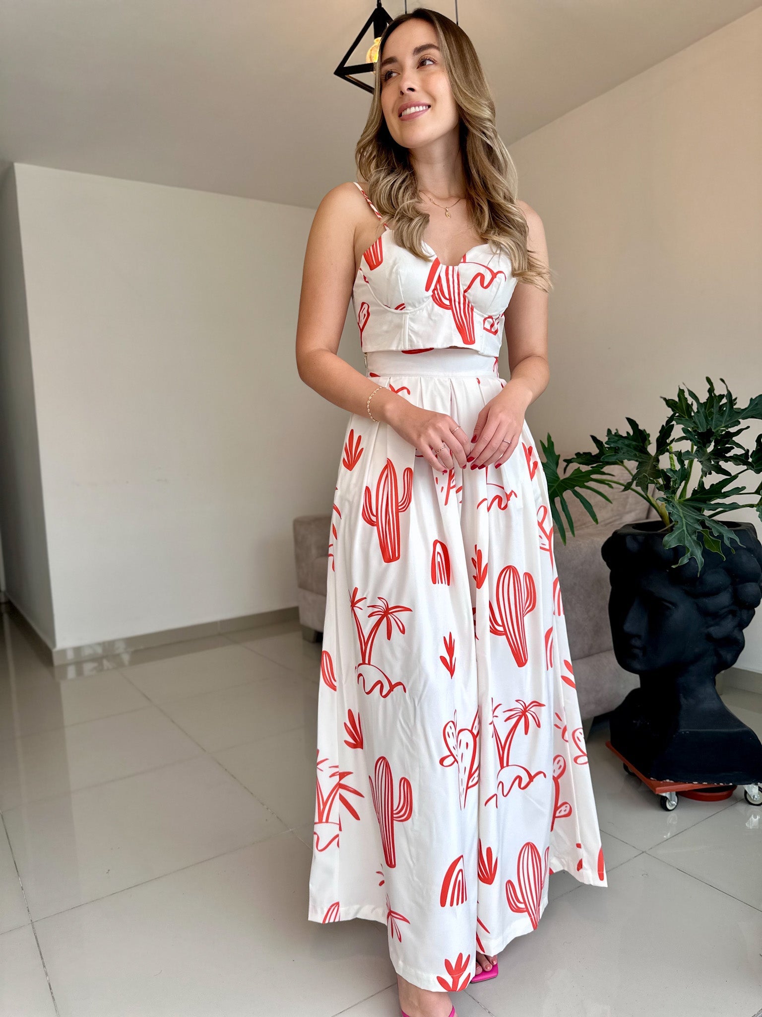 SET POSITANO PRINT CACTUS NARANJA