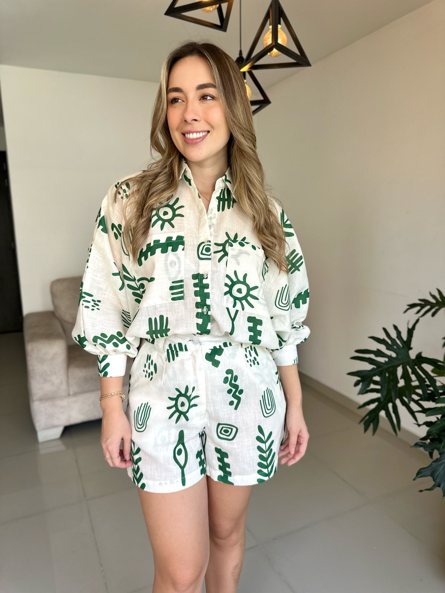 SHORT MERCEDES PRINT SOL VERDE