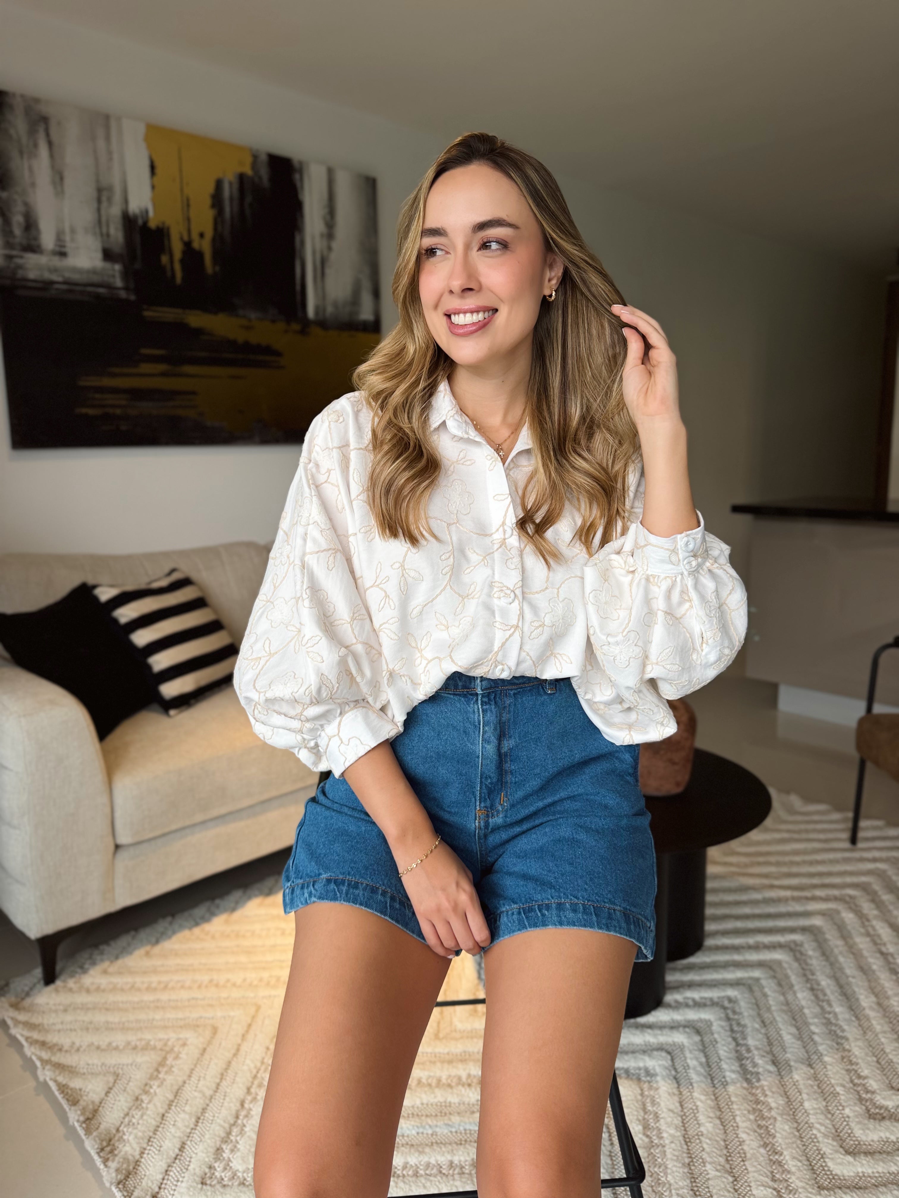 BLUSA MARTINA MARFIL BORDADO BEIGE