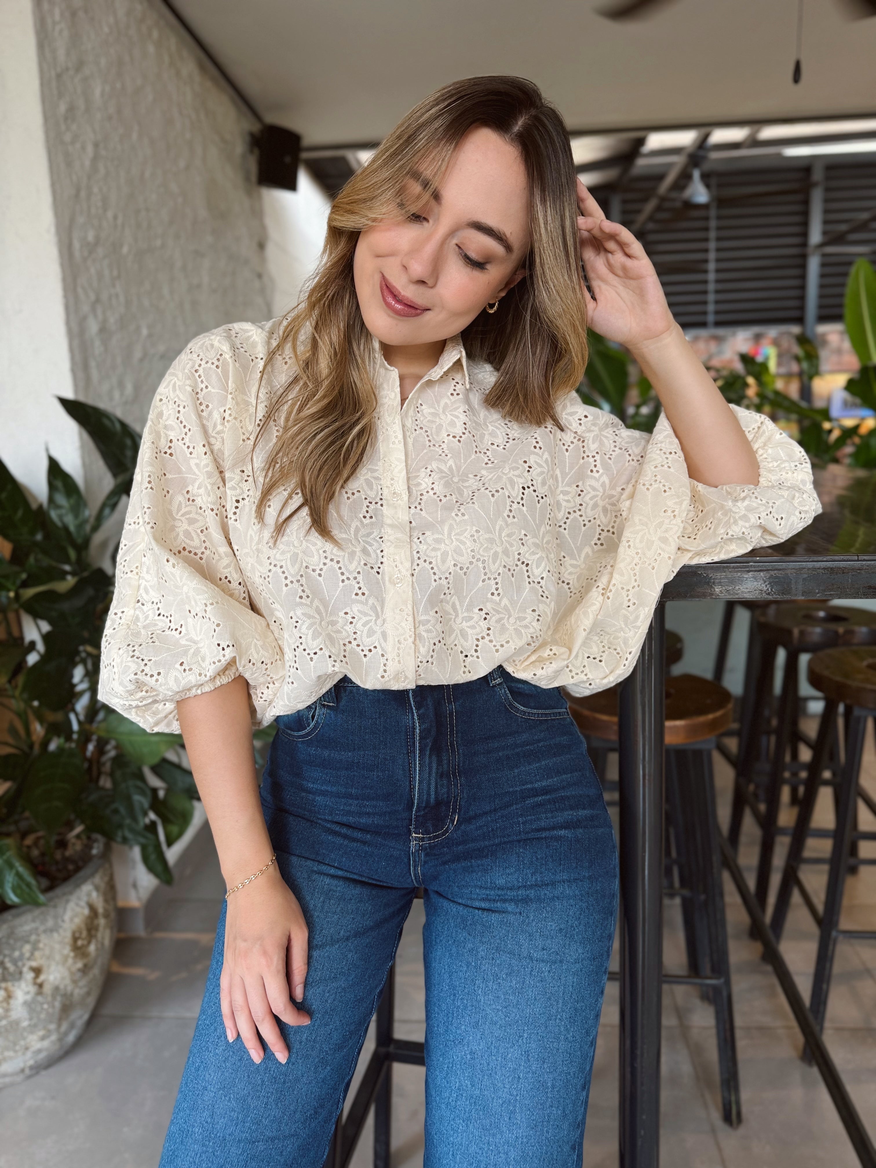 BLUSA GEORGINA OJALILLO BUTTERCREAM