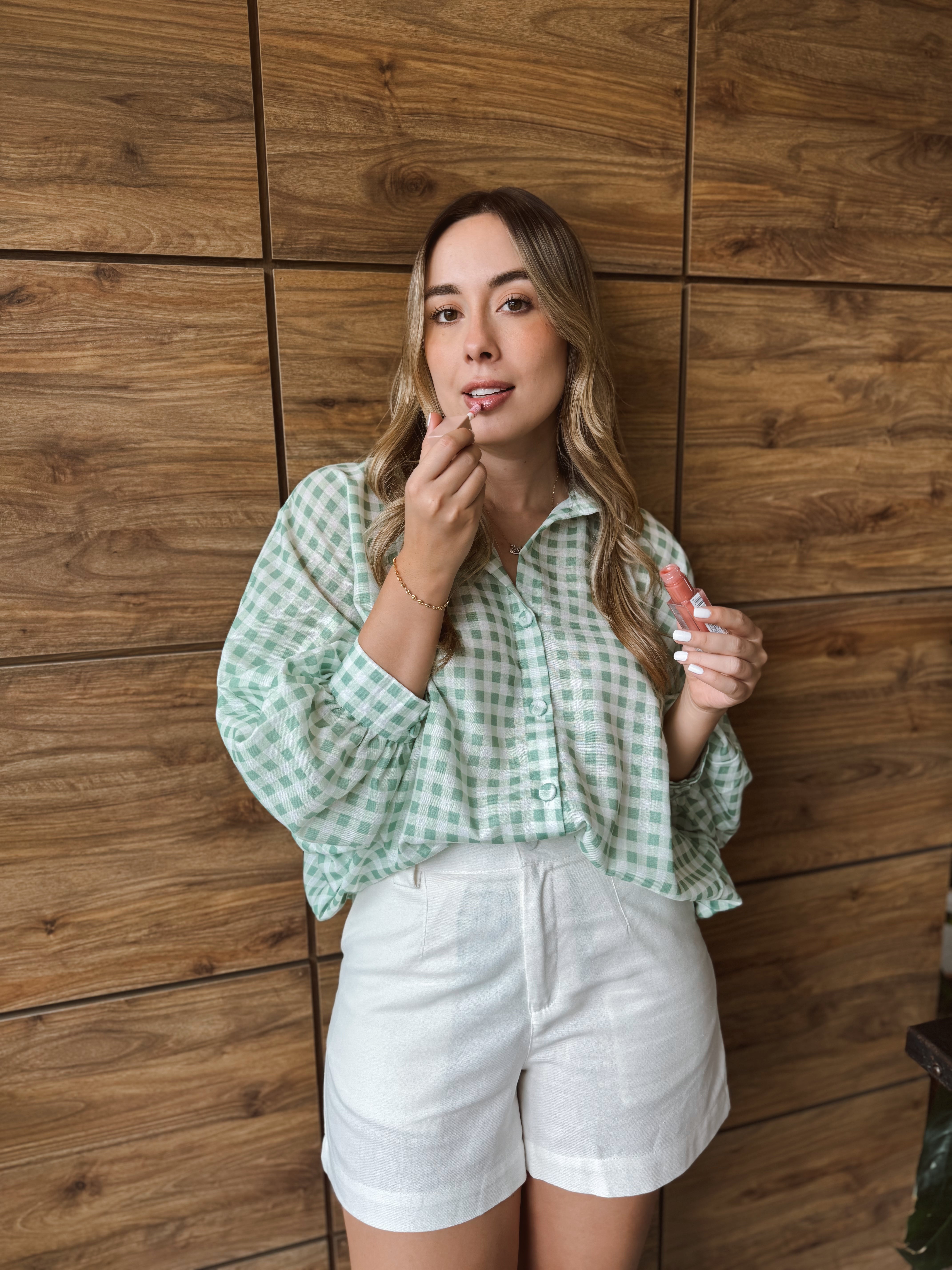 BLUSA MARTINA CUADROS VERDES