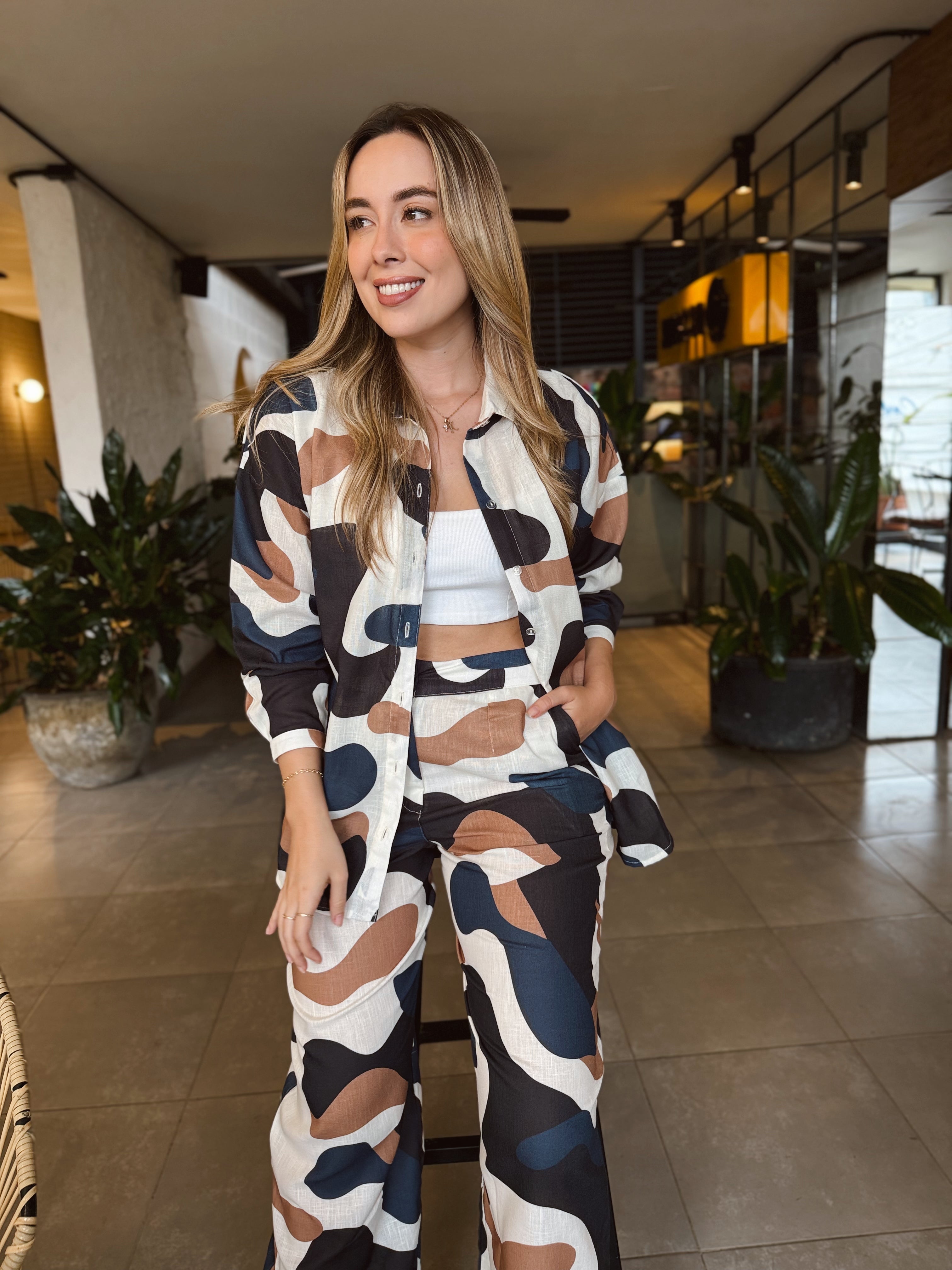 SET MARGARITA PRINT AZUL-BEIGE