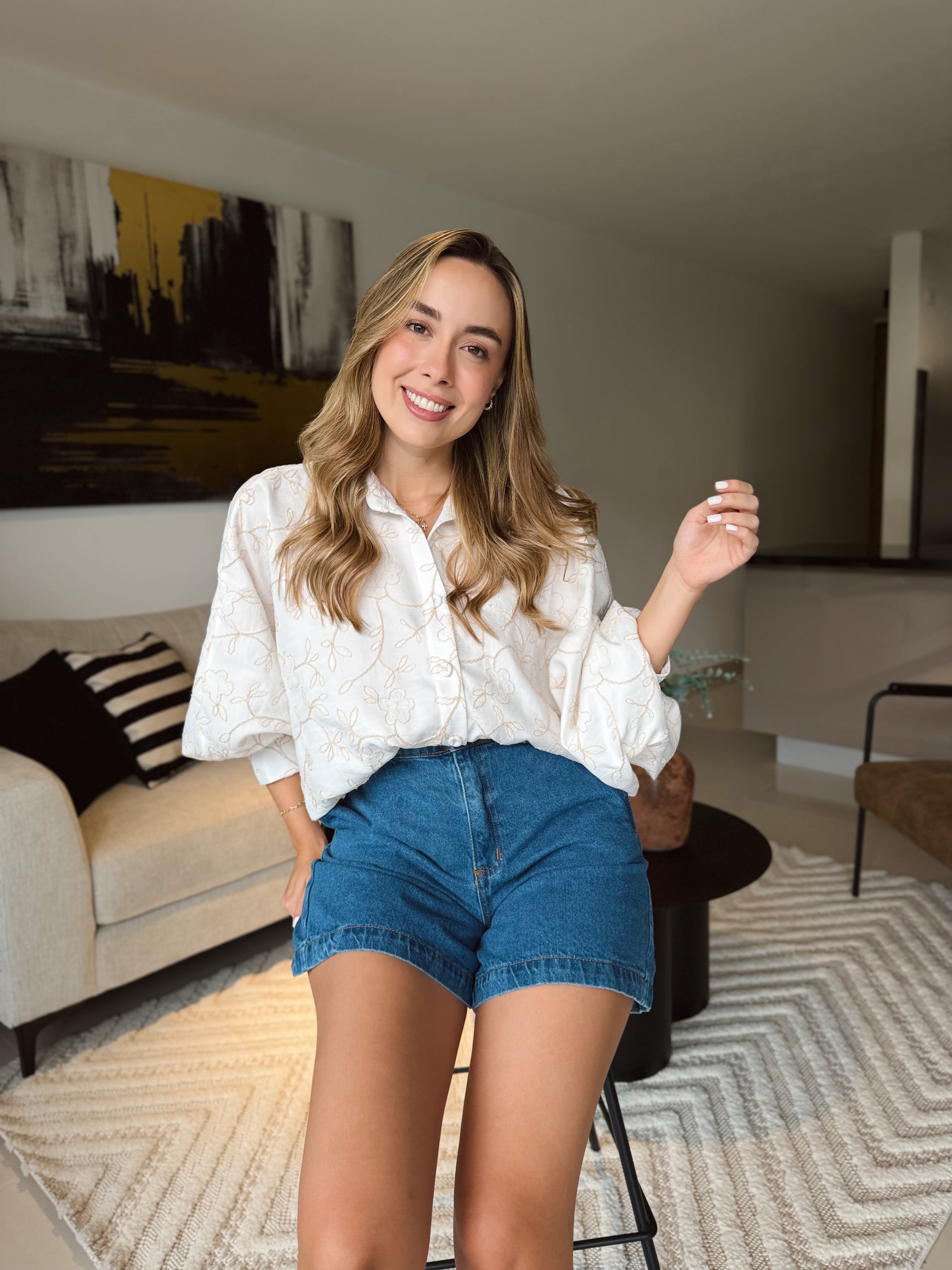 BLUSA MARTINA MARFIL BORDADO BEIGE