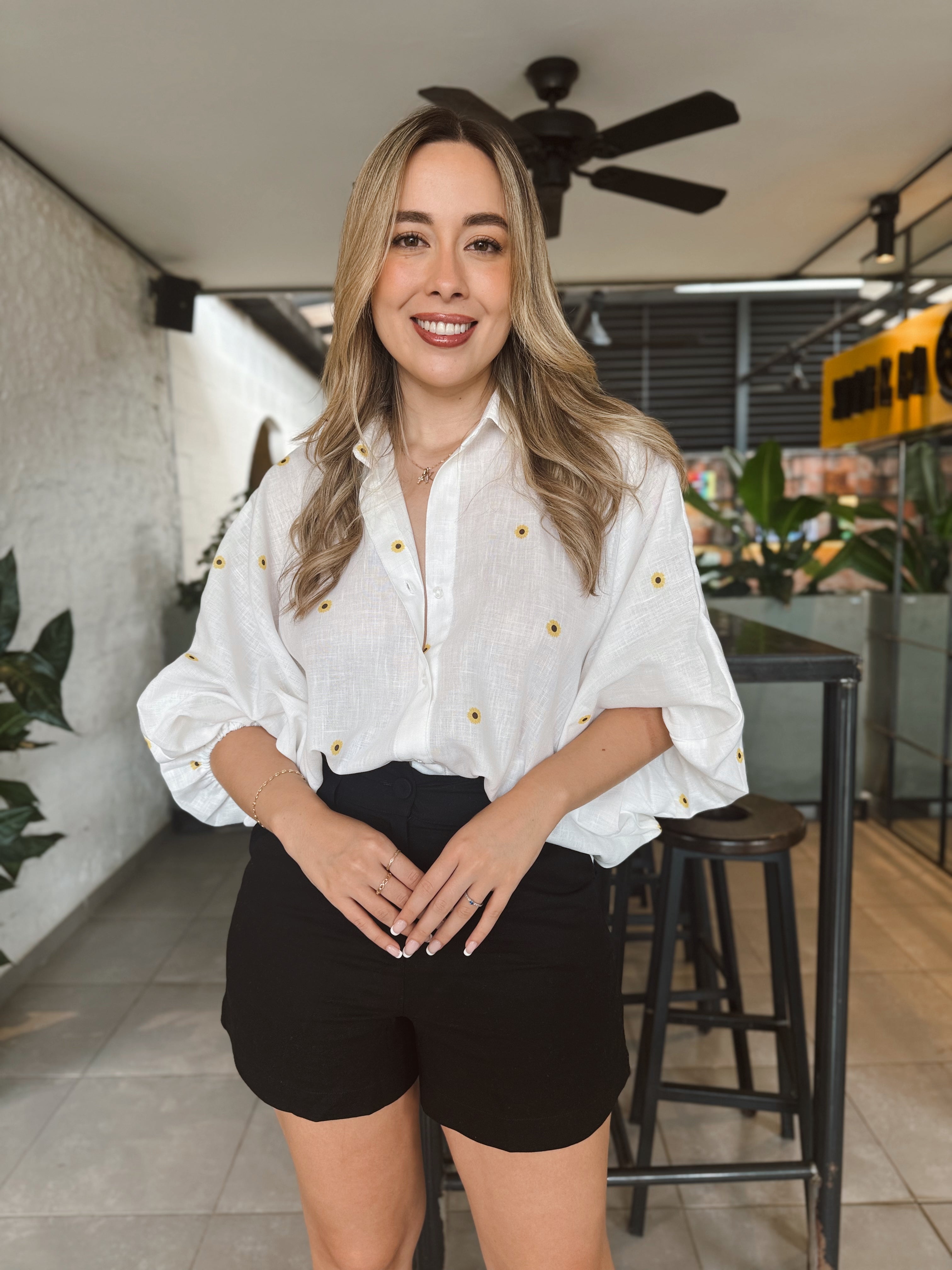 BLUSA GEORGINA PRINT GIRASOL BLANCA