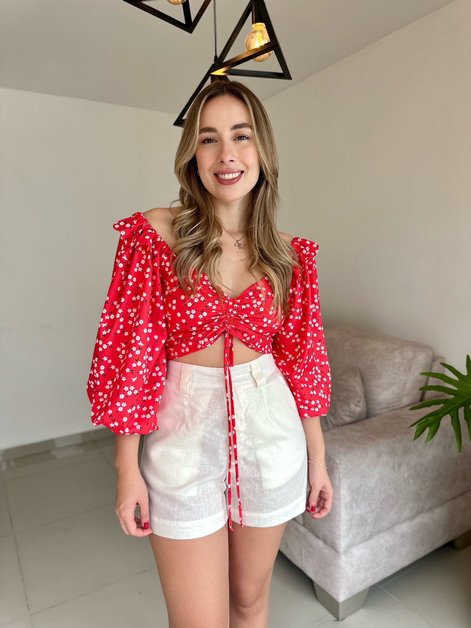 TOP LUPE PRINT ROJO FLORES